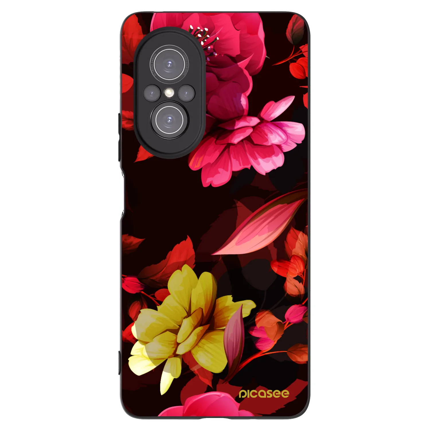 Picasee silikonový černý obal pro Huawei Nova 9 SE - Dark Peonny