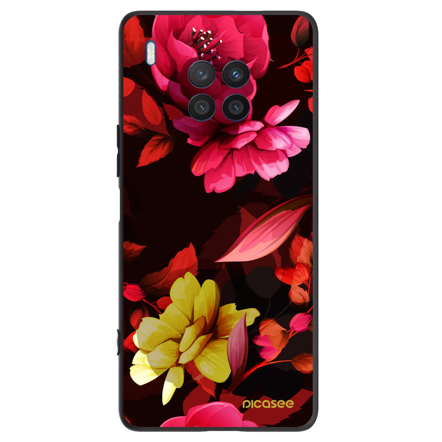 Picasee silikonový černý obal pro Honor 50 Lite - Dark Peonny