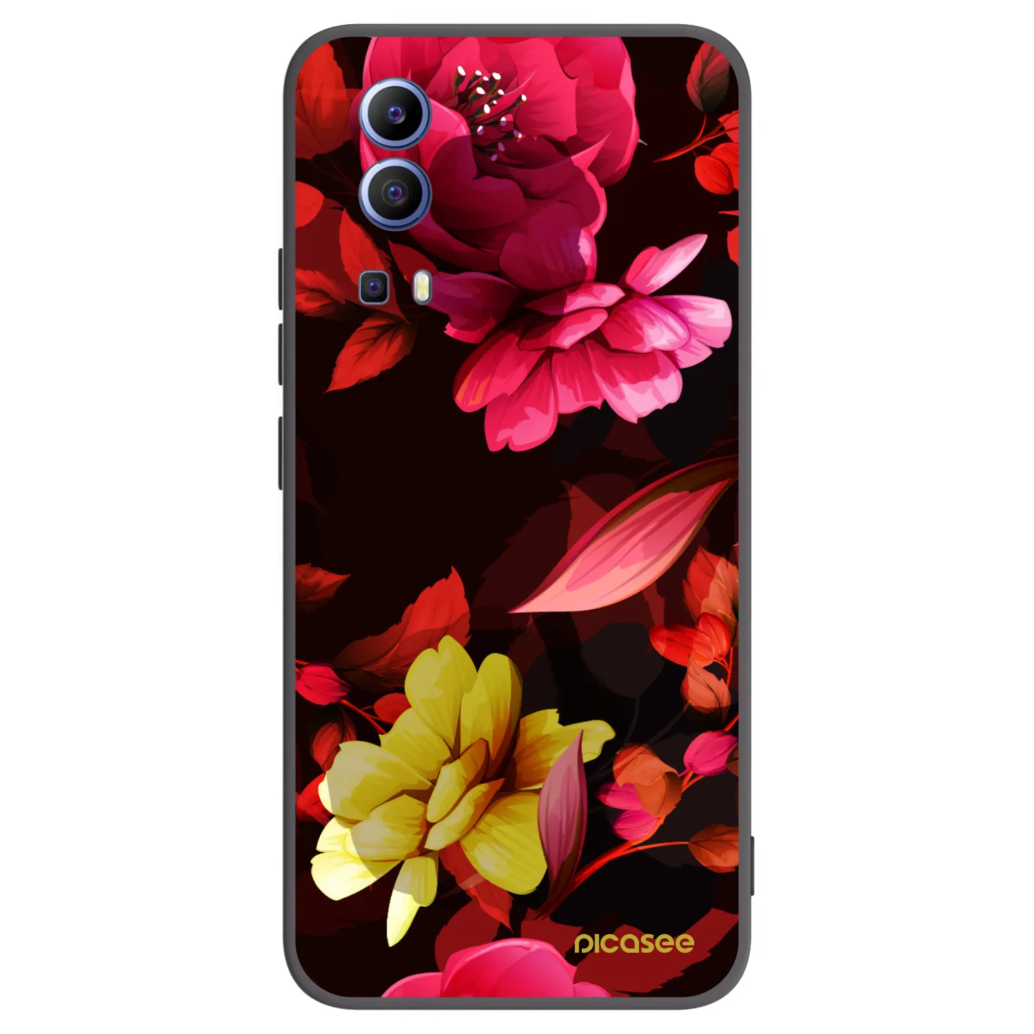 Picasee silikonový černý obal pro Vivo Y52 5G - Dark Peonny