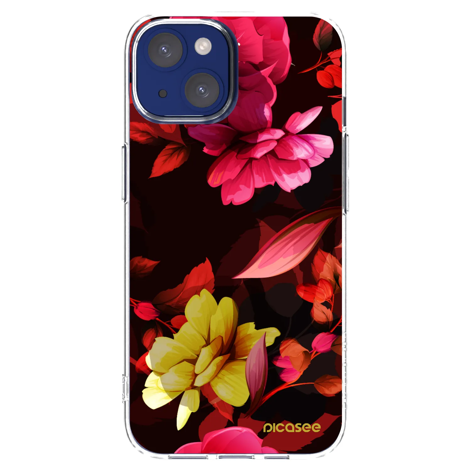 Silikonový průhledný obal pro Apple iPhone 14 - Dark Peonny