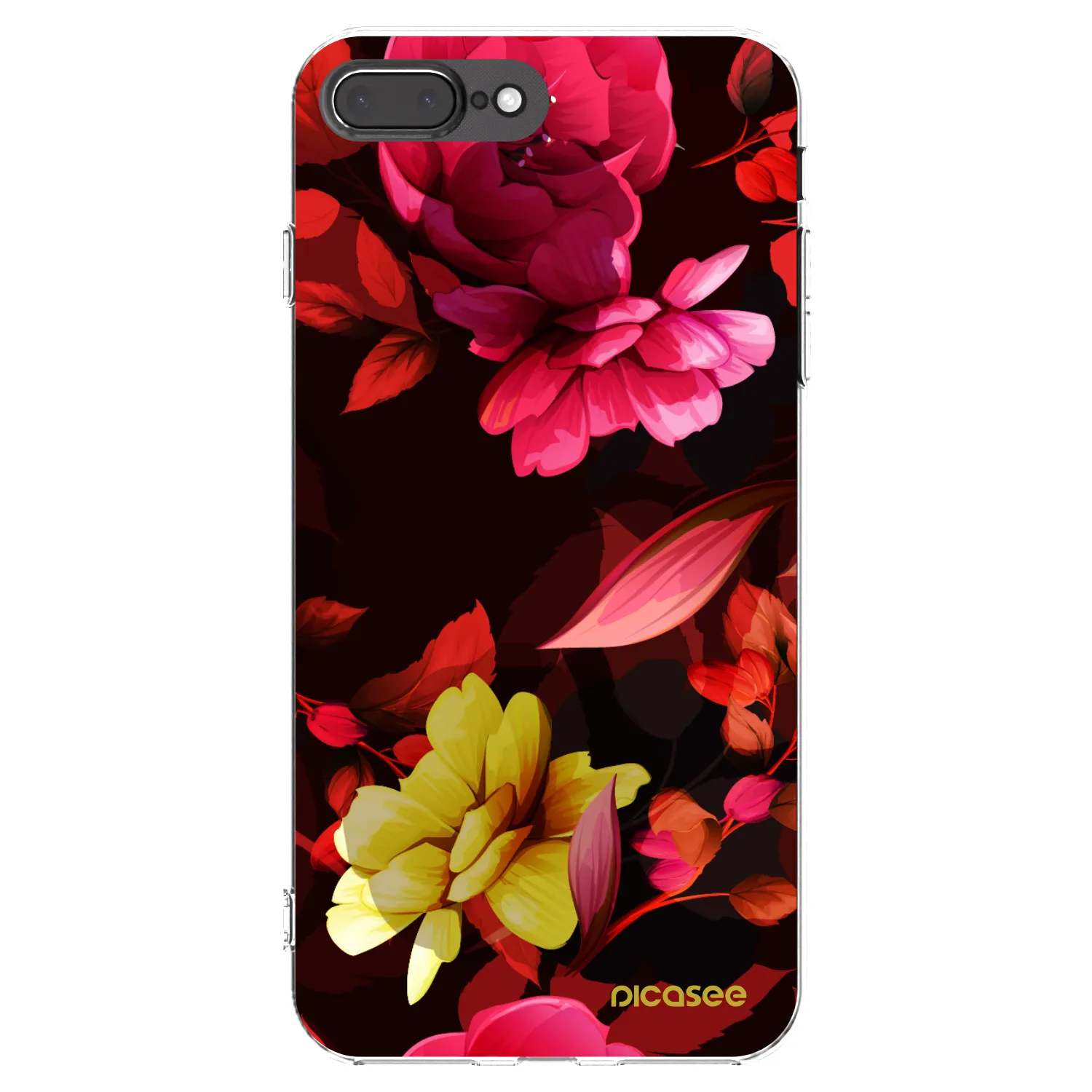 Picasee silikonový průhledný obal pro Apple iPhone 8 Plus - Dark Peonny