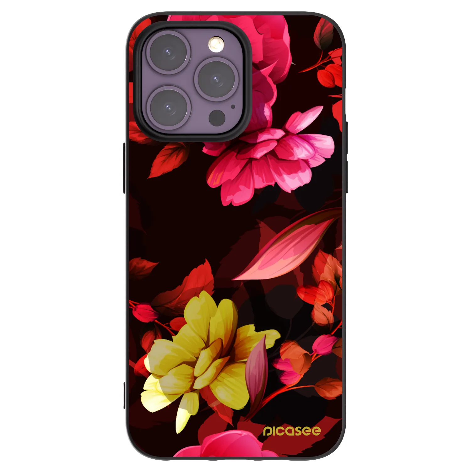 Picasee silikonový černý obal pro Apple iPhone 14 Pro Max - Dark Peonny