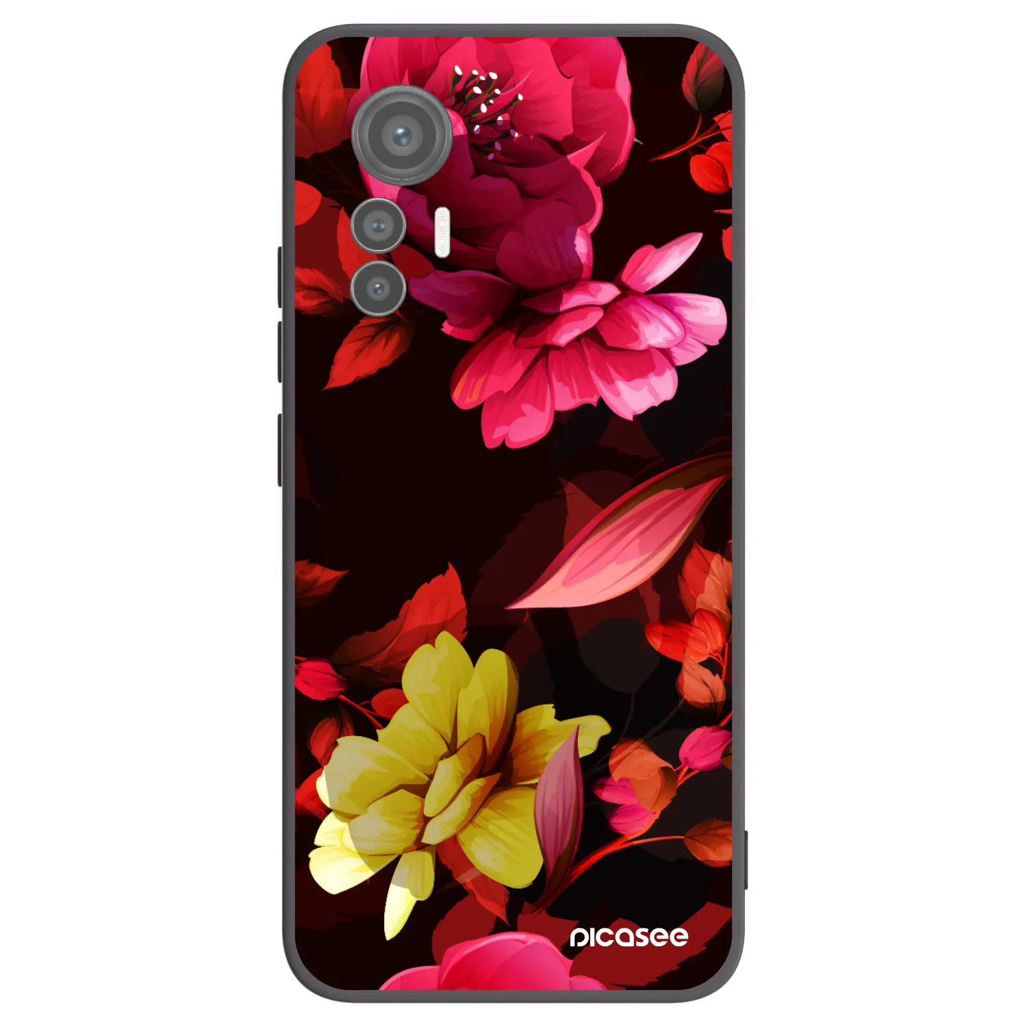 Picasee silikonový černý obal pro Xiaomi 12 Lite - Dark Peonny