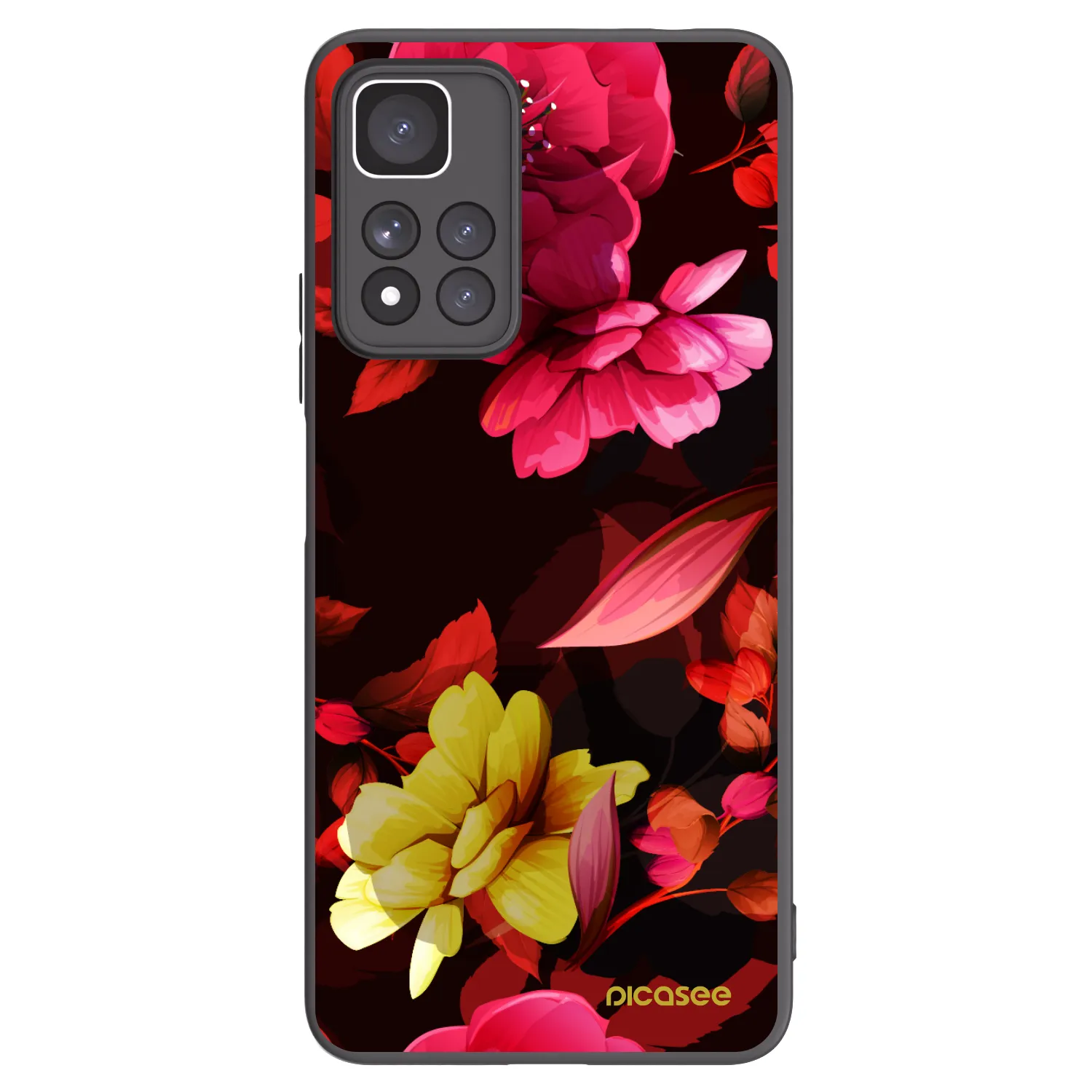 Picasee silikonový černý obal pro Xiaomi Redmi Note 11 Pro+ 5G - Dark Peonny