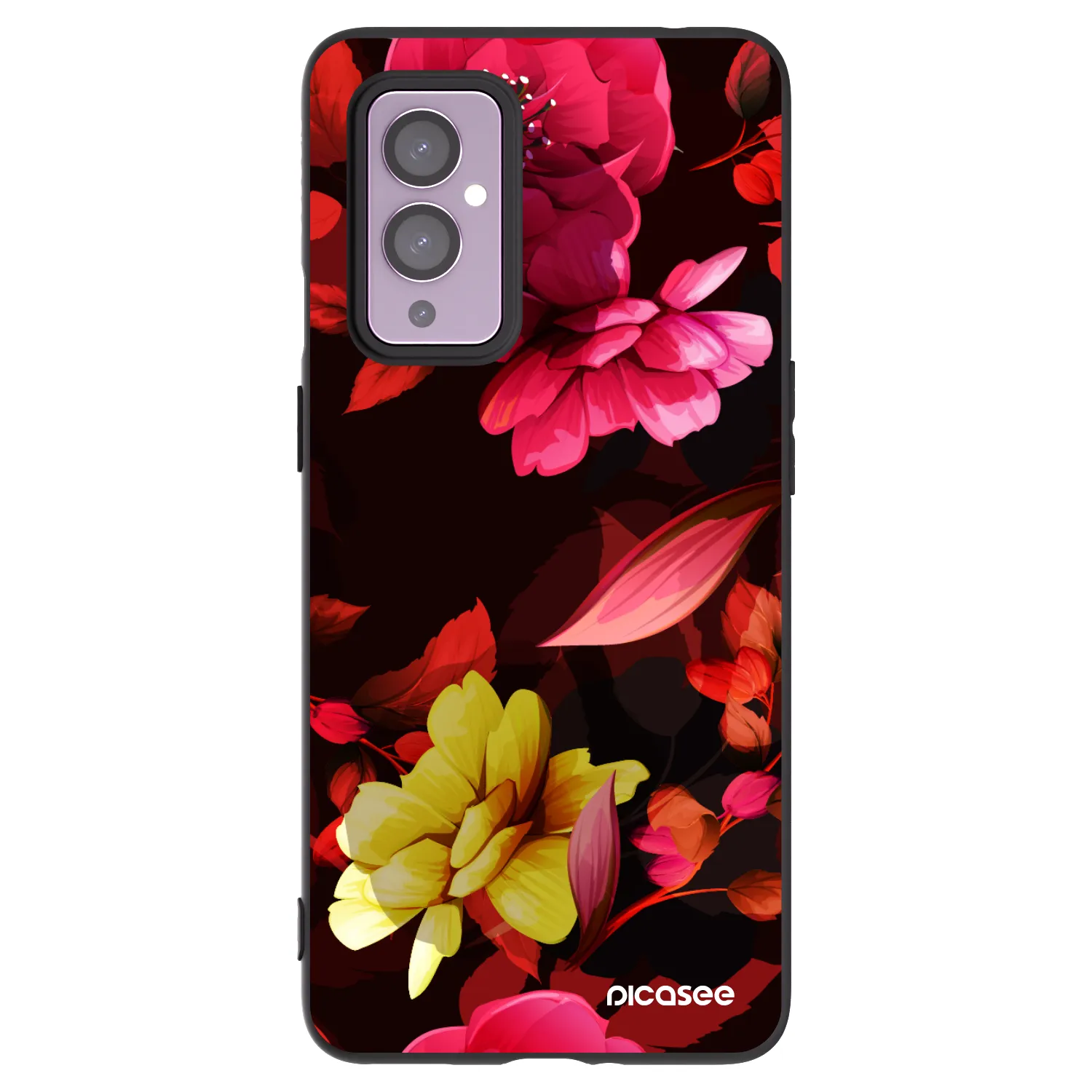 Picasee silikonový černý obal pro OnePlus 9 - Dark Peonny