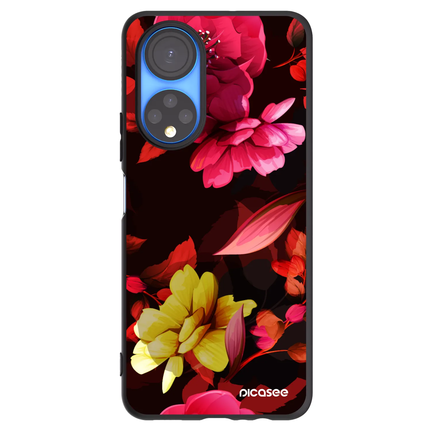 Picasee silikonový černý obal pro Honor X7 - Dark Peonny