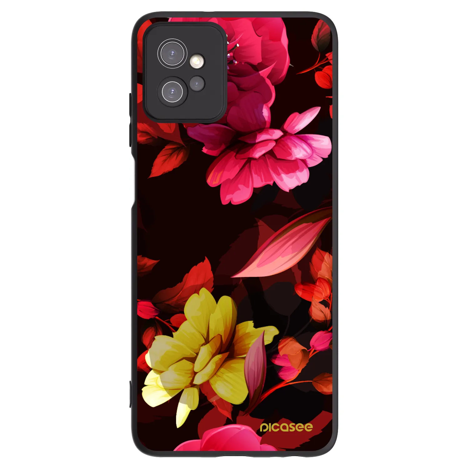 Picasee silikonový černý obal pro Motorola Moto G32 - Dark Peonny