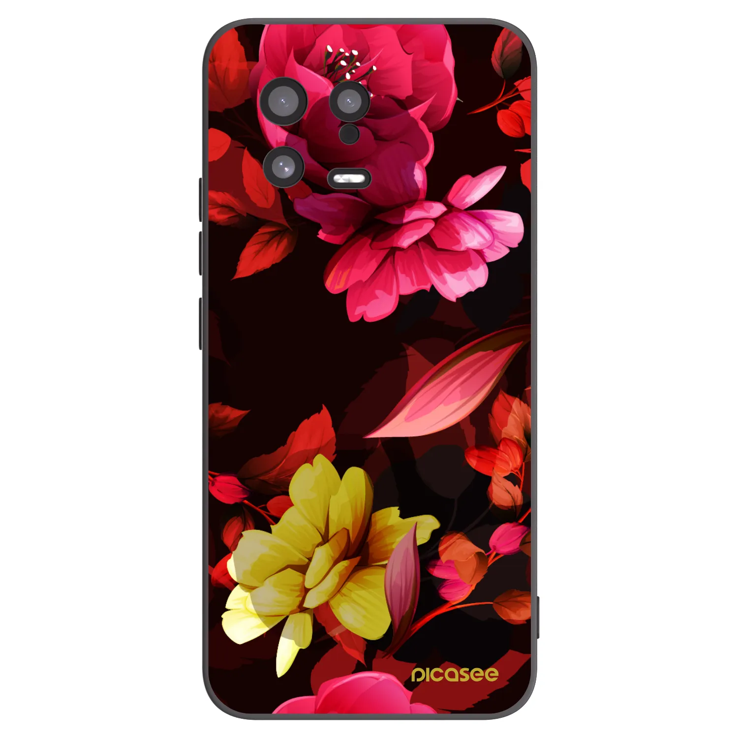 Picasee silikonový černý obal pro Xiaomi 13 - Dark Peonny
