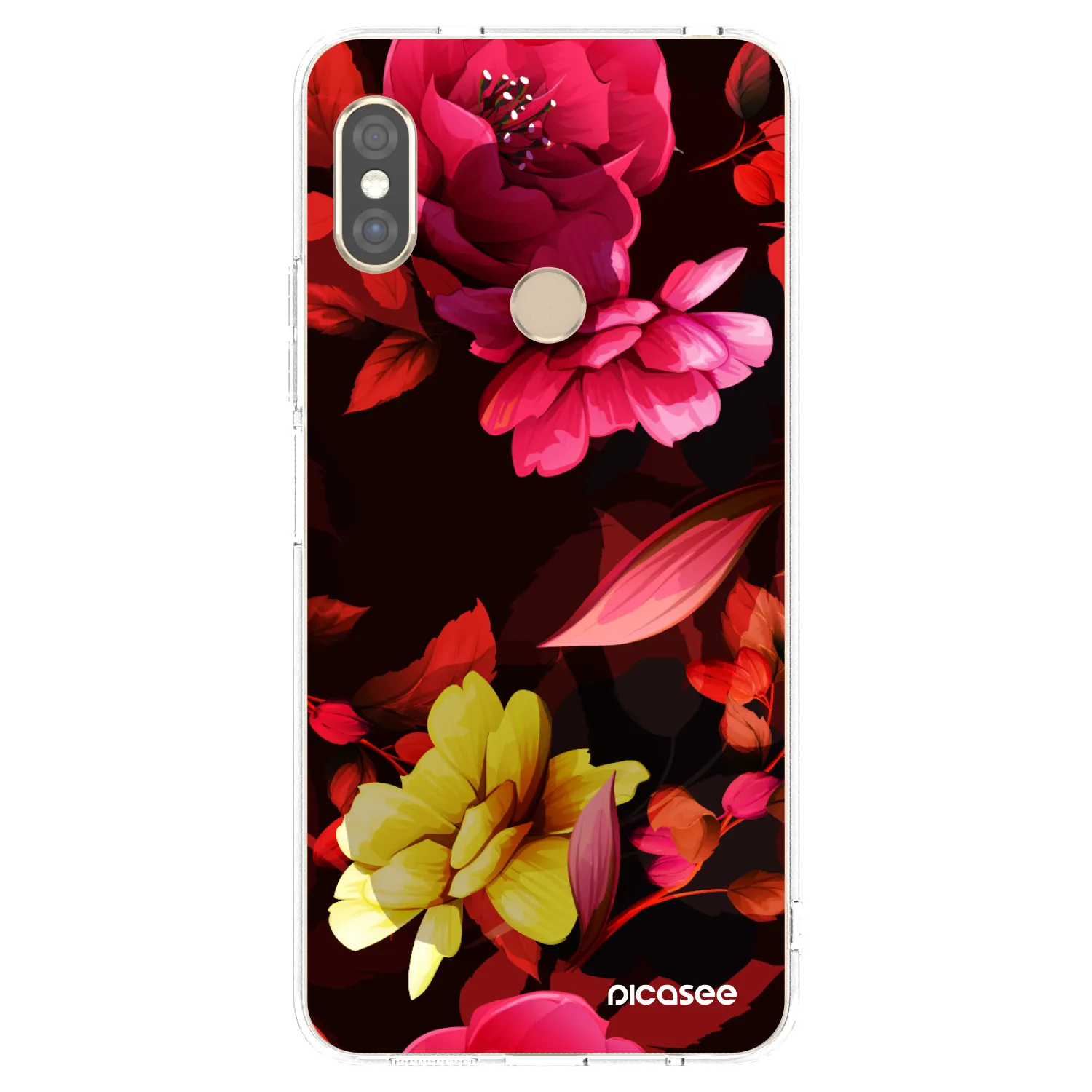 Picasee silikonový průhledný obal pro Xiaomi Redmi Note 5 Global - Dark Peonny
