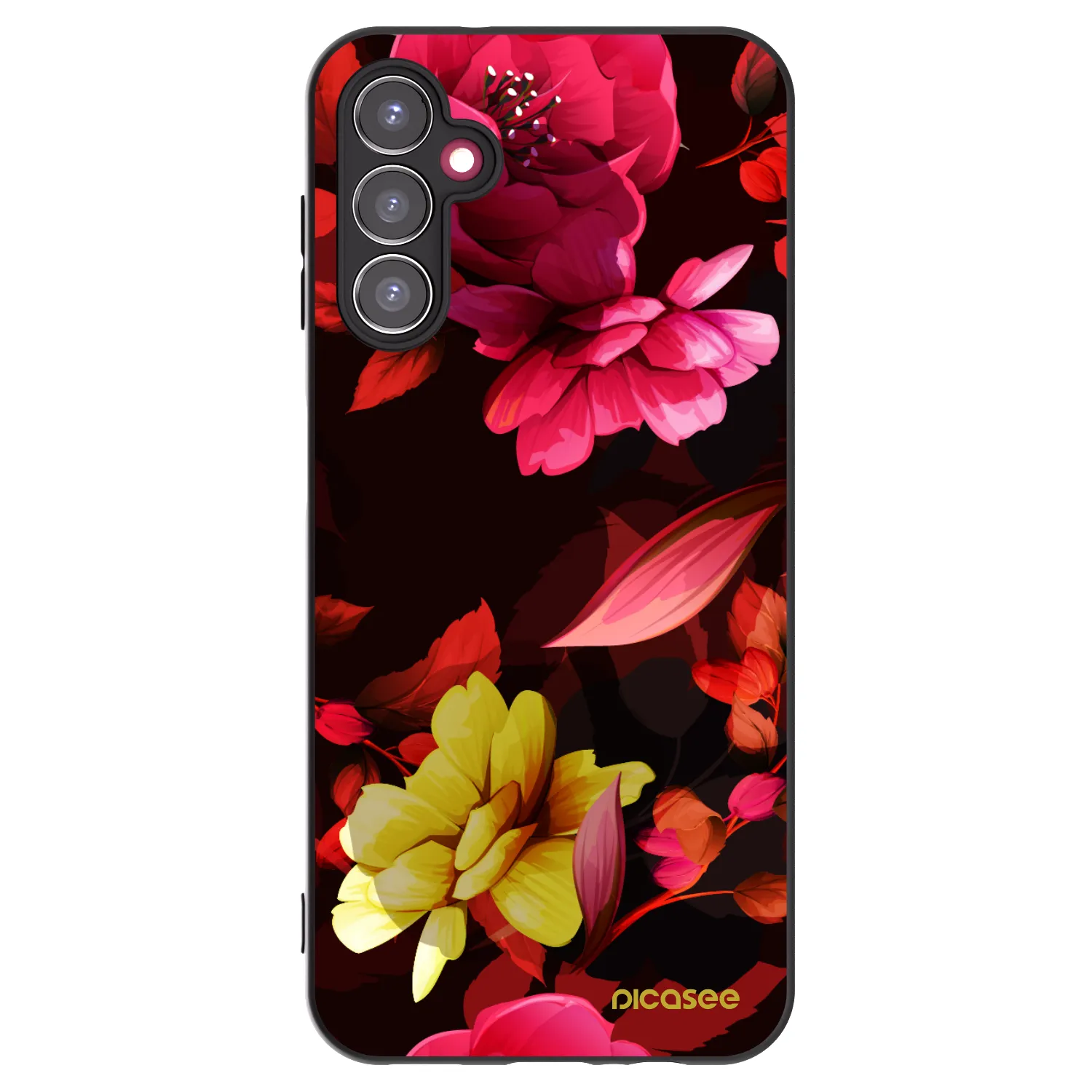 Picasee silikonový černý obal pro Samsung Galaxy A14 4G A145R - Dark Peonny