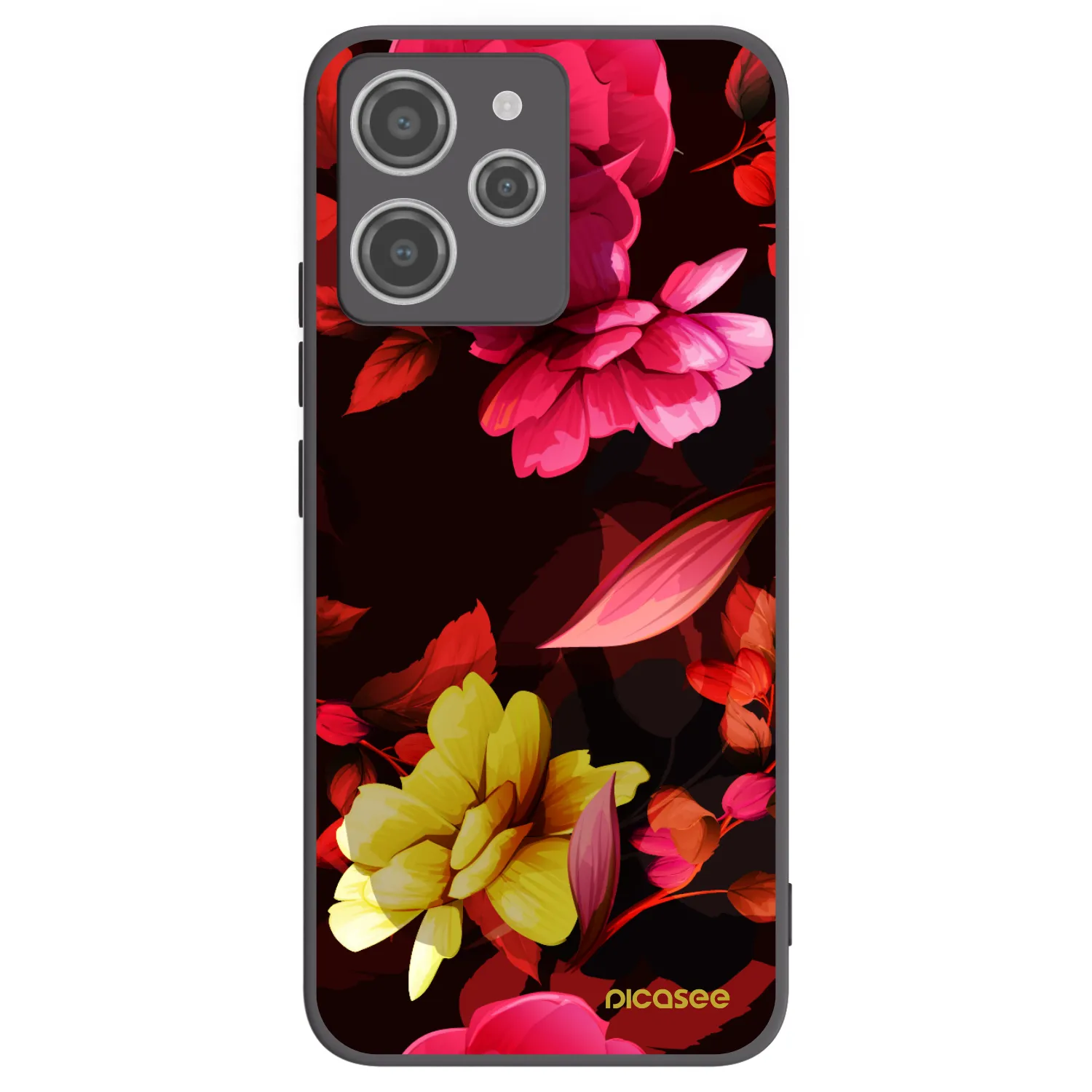 Picasee silikonový černý obal pro Xiaomi Redmi 12 4G - Dark Peonny