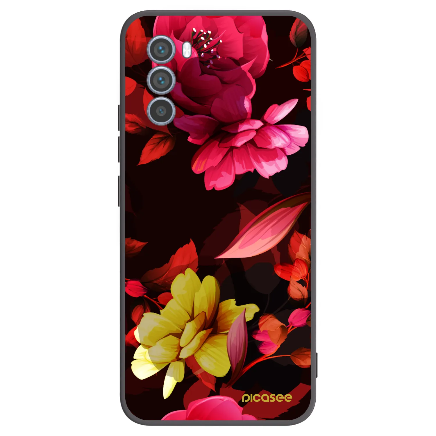 Picasee silikonový černý obal pro Motorola Moto G62 - Dark Peonny