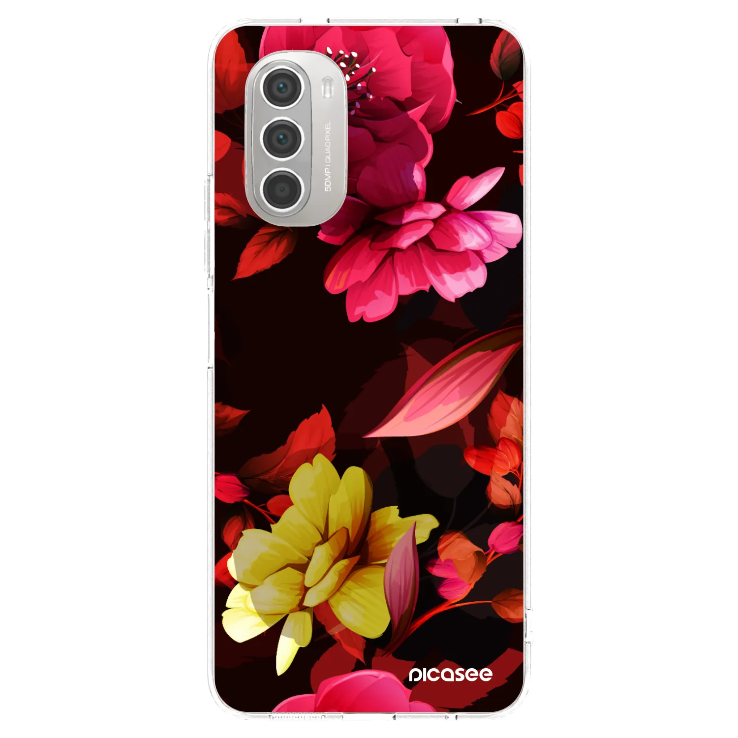 Picasee silikonový průhledný obal pro Motorola Moto G51 - Dark Peonny