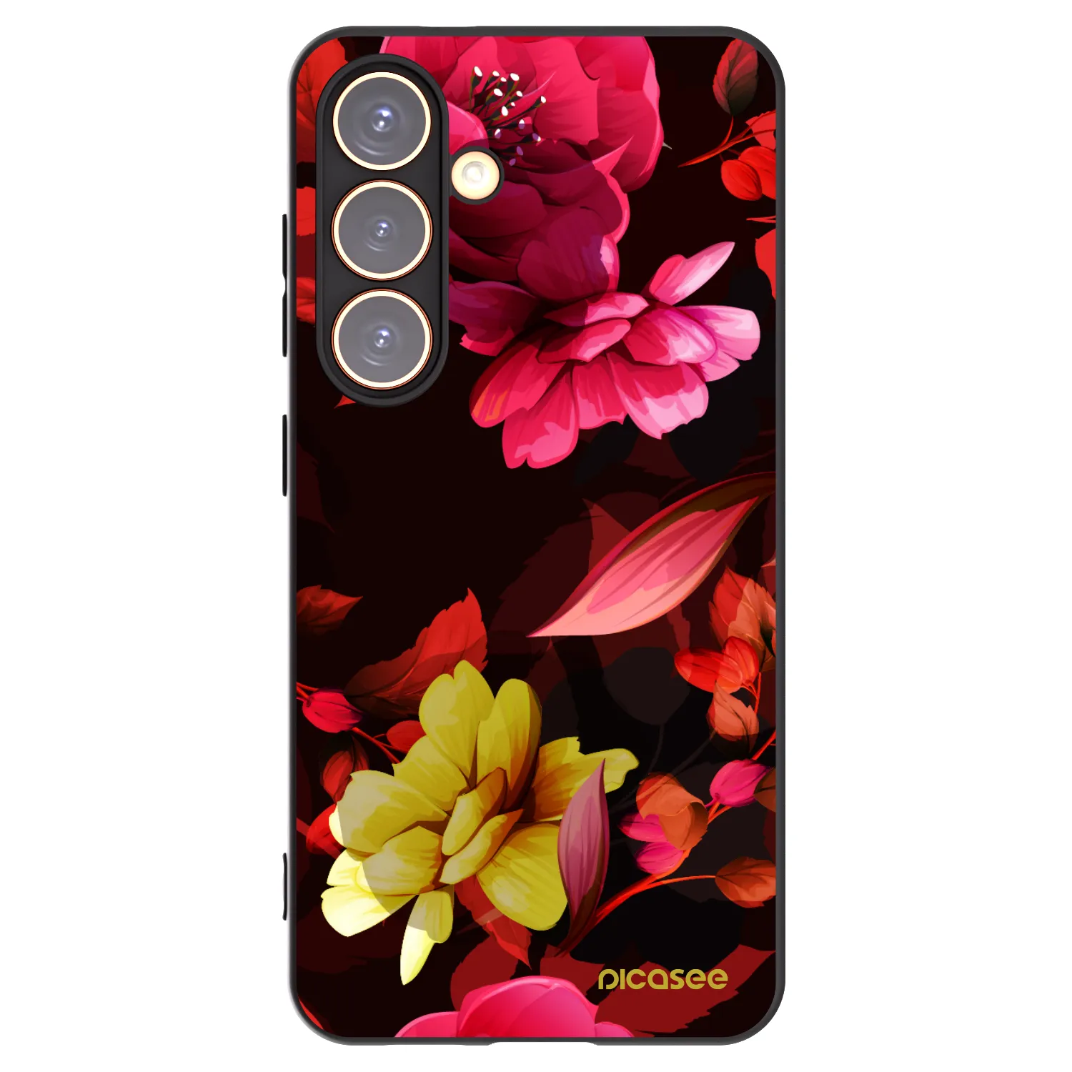Picasee silikonový černý obal pro Samsung Galaxy S24 S921B 5G - Dark Peonny