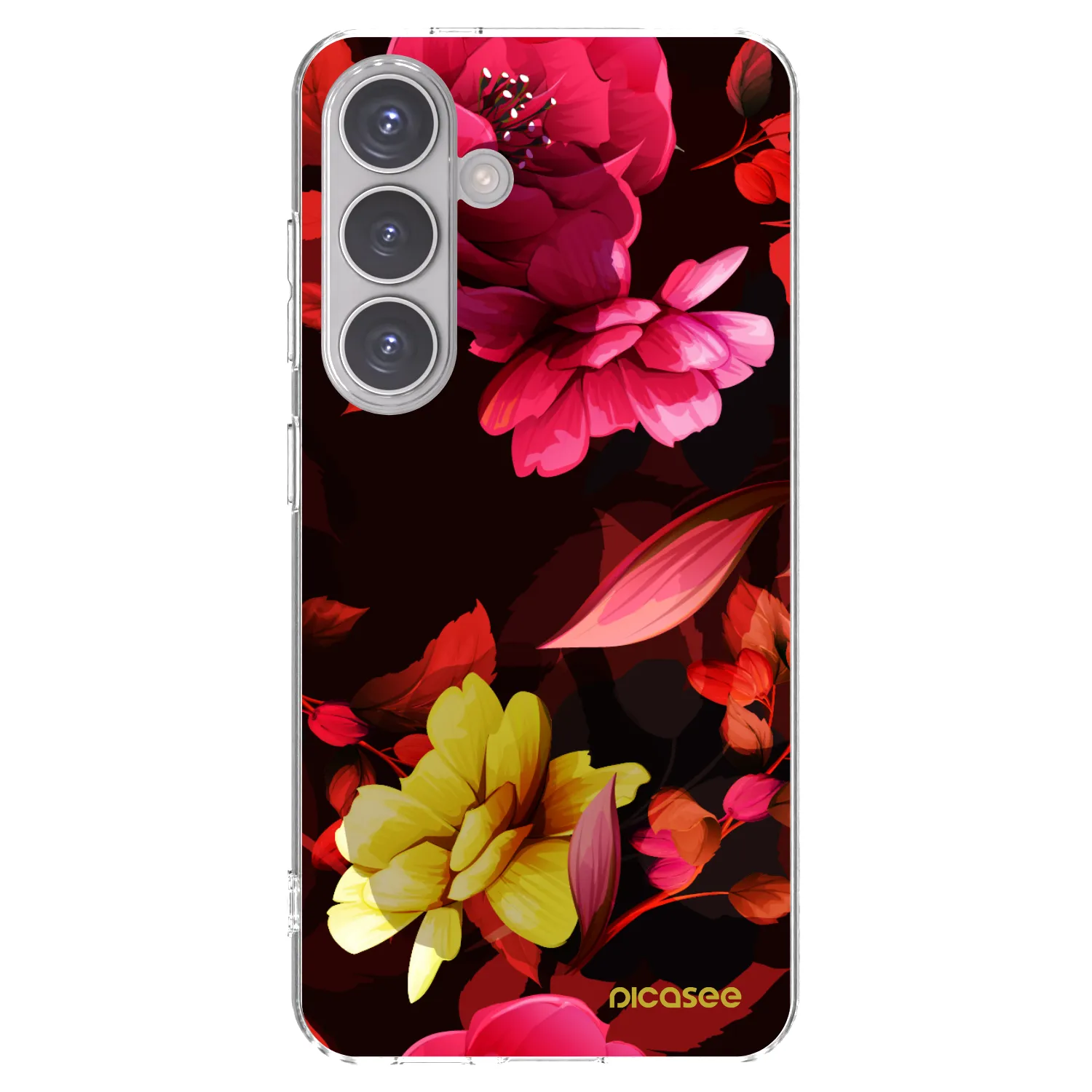 Picasee silikonový průhledný obal pro Samsung Galaxy S24 S921B 5G - Dark Peonny
