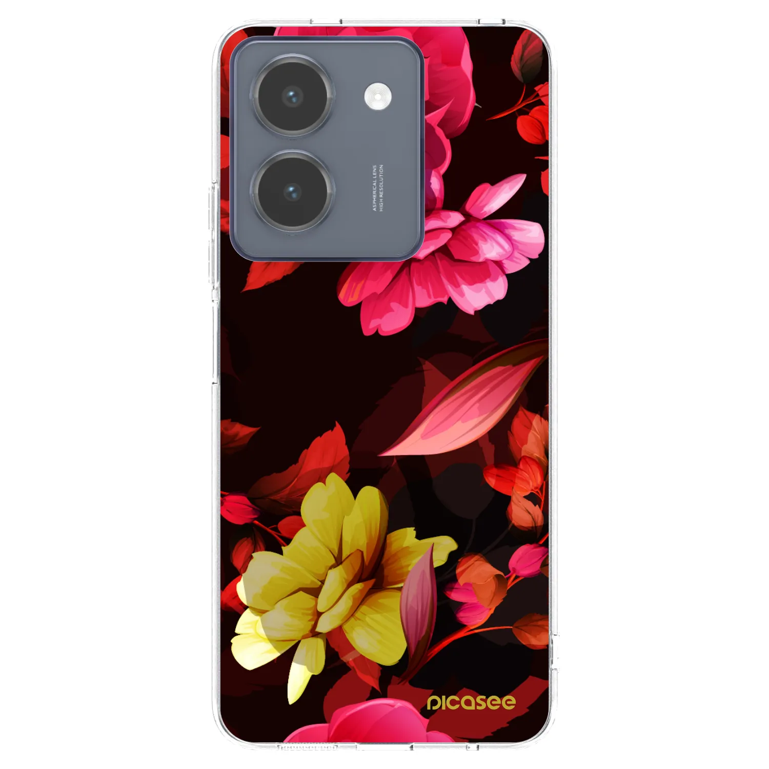 Picasee silikonový průhledný obal pro Vivo Y36 4G - Dark Peonny