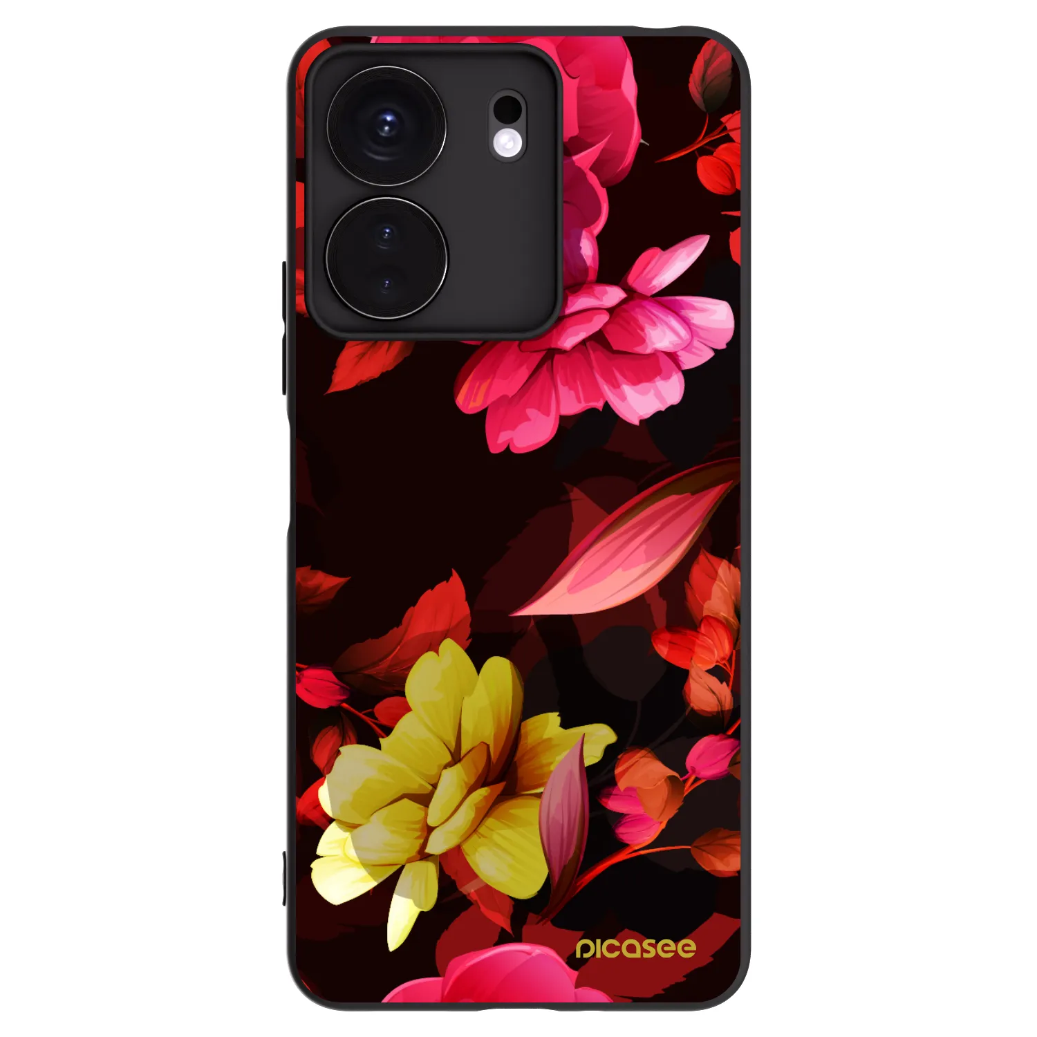 Picasee silikonový černý obal pro Xiaomi Redmi 13C 4G - Dark Peonny