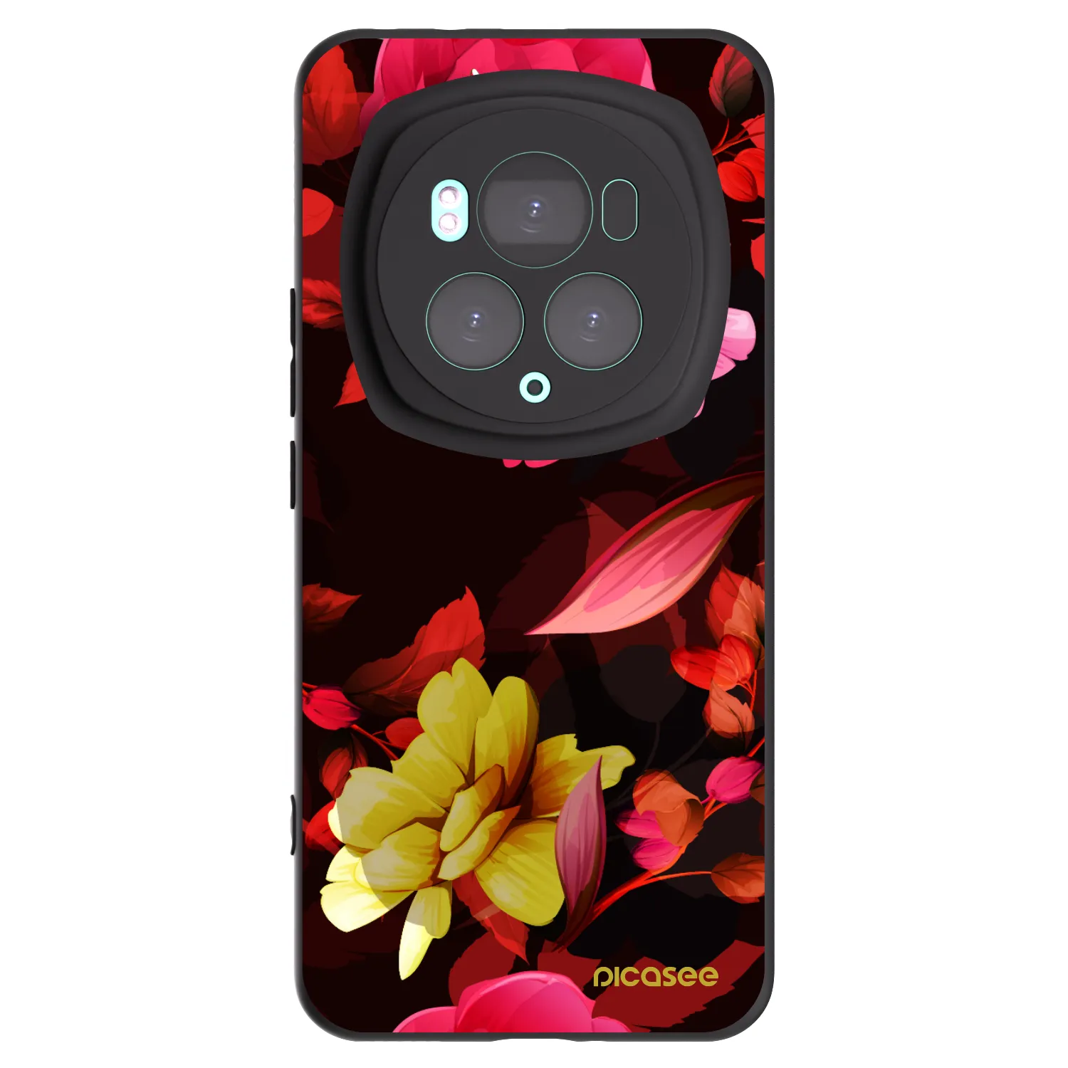 Picasee silikonový černý obal pro Honor Magic6 Pro - Dark Peonny