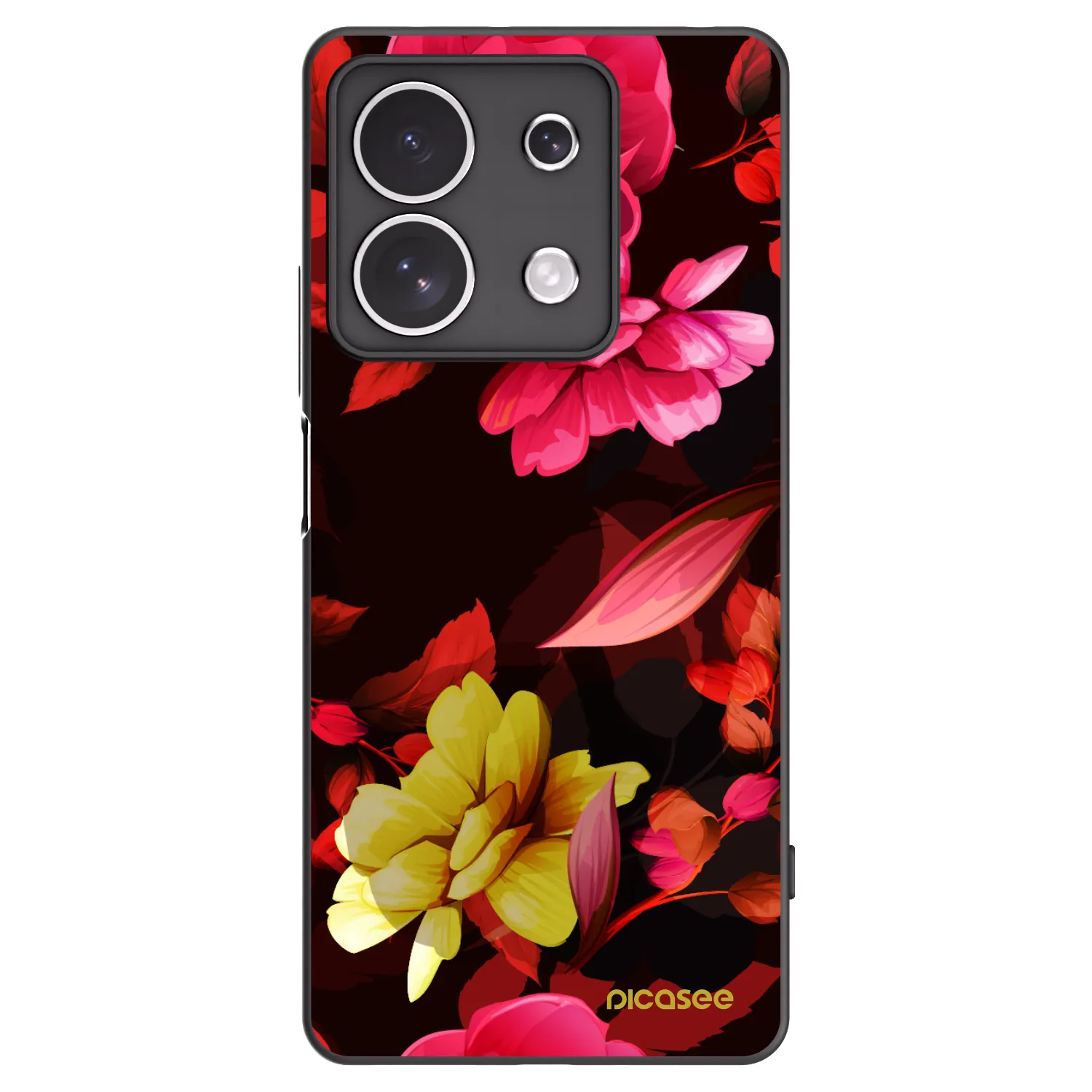 Picasee silikonový černý obal pro Xiaomi Redmi Note 13 4G - Dark Peonny
