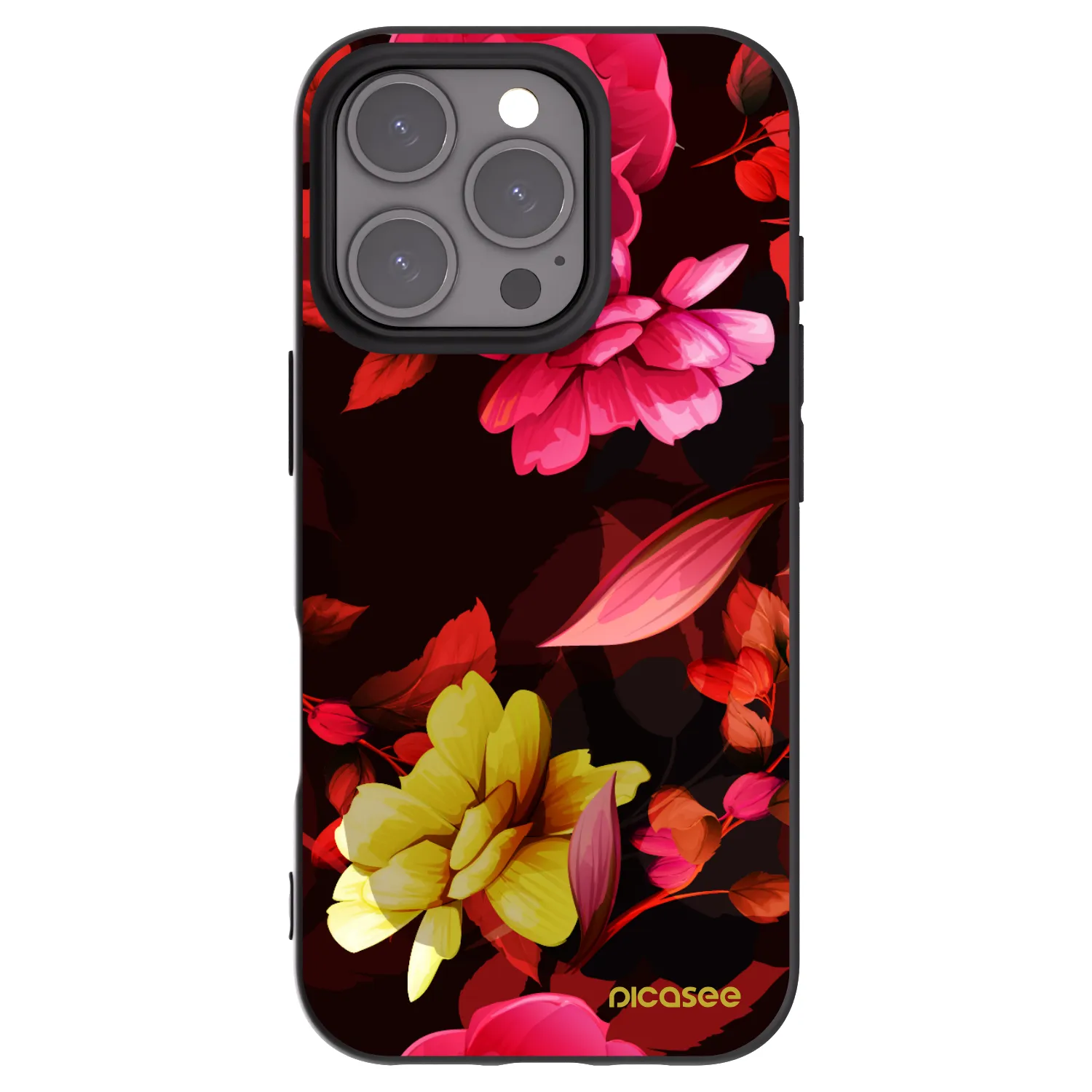 Picasee silikonový černý obal pro Apple iPhone 16 Pro - Dark Peonny