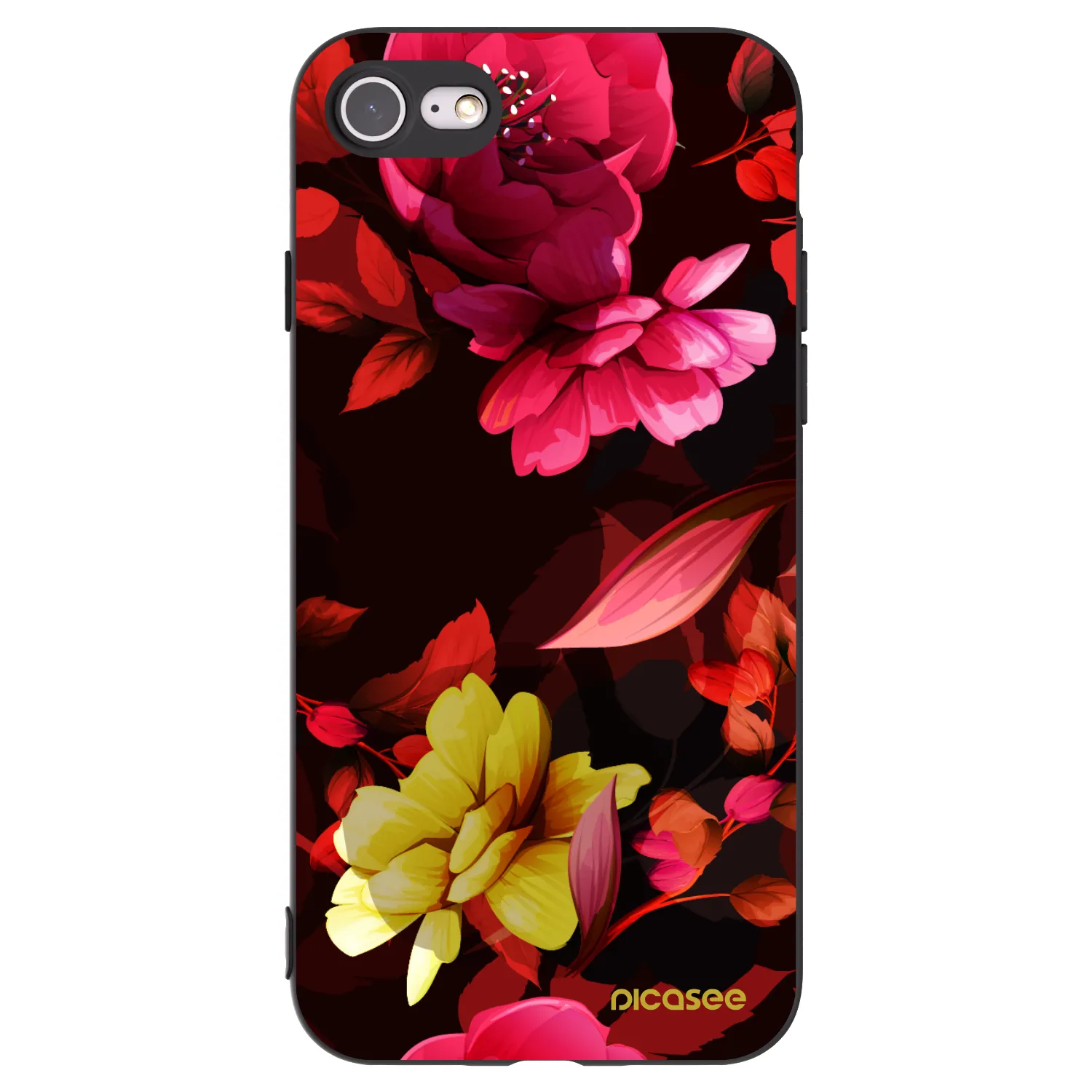 Picasee silikonový černý obal pro Apple iPhone 8 - Dark Peonny