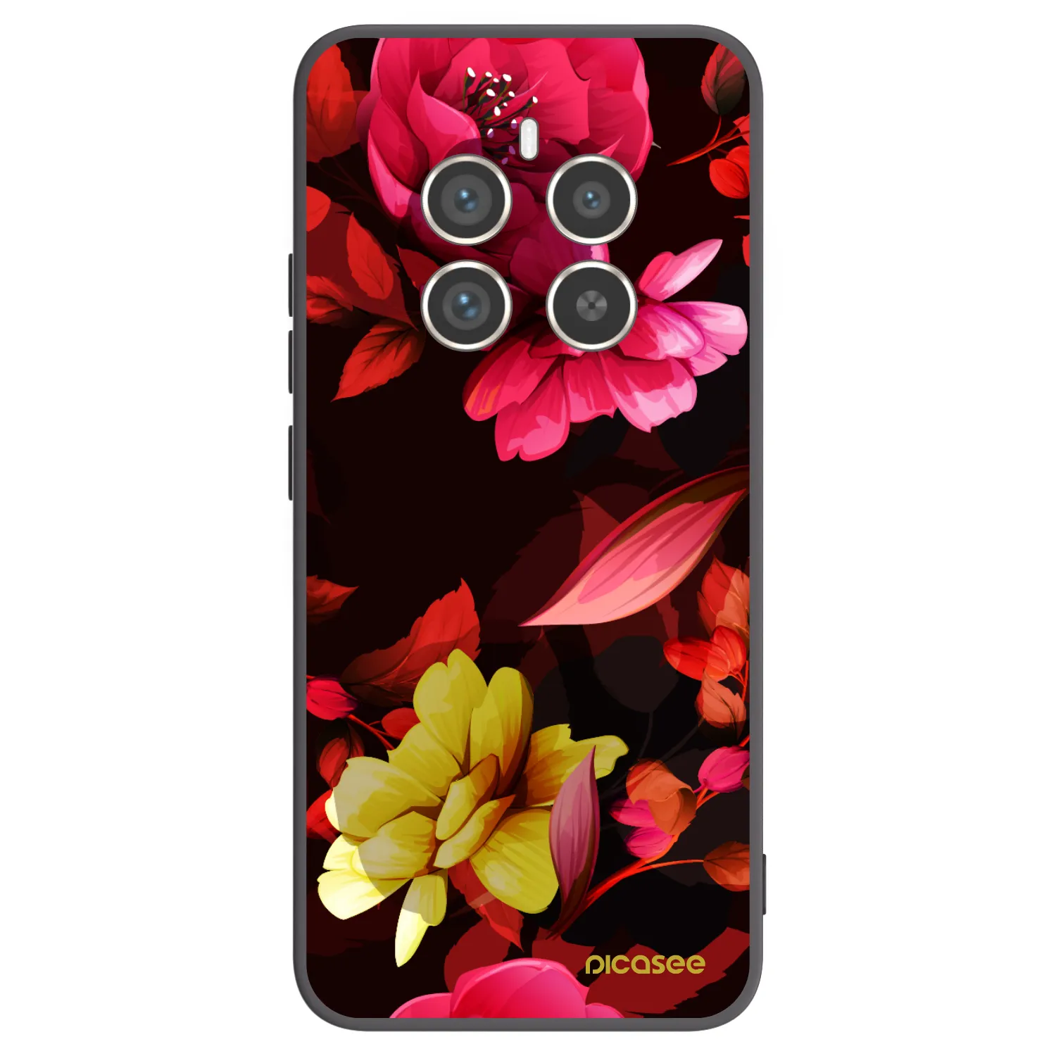 Picasee silikonový černý obal pro Realme 12 Pro 5G - Dark Peonny