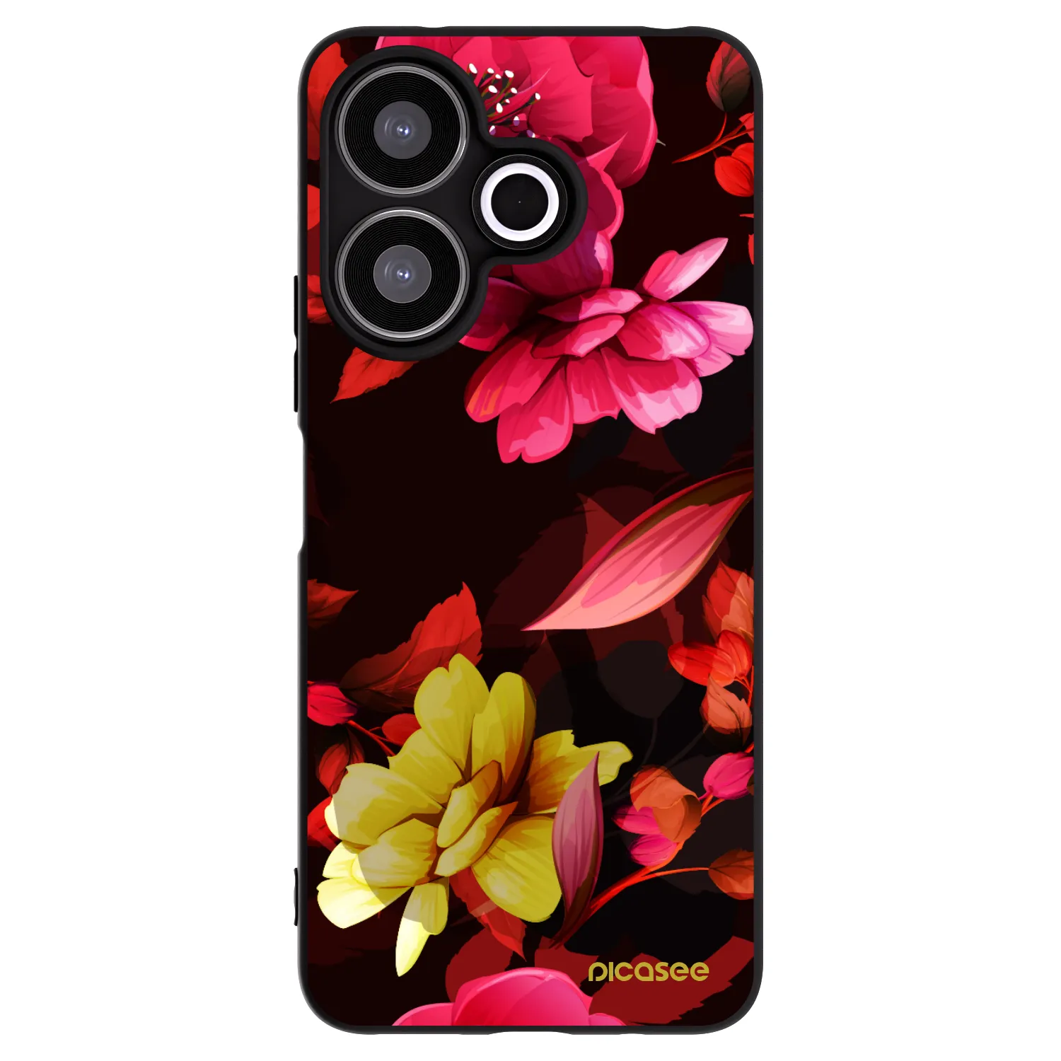 Picasee silikonový černý obal pro Xiaomi Redmi 13 4G - Dark Peonny