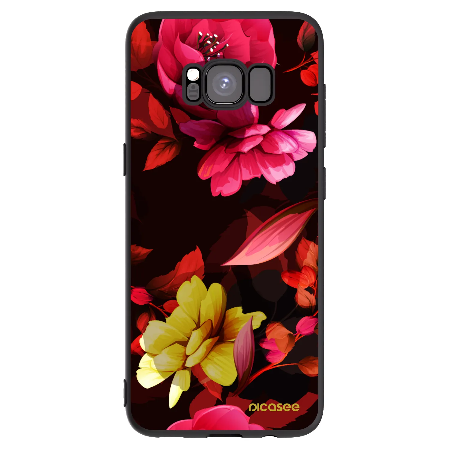 Picasee silikonový černý obal pro Samsung Galaxy S8 G950F - Dark Peonny