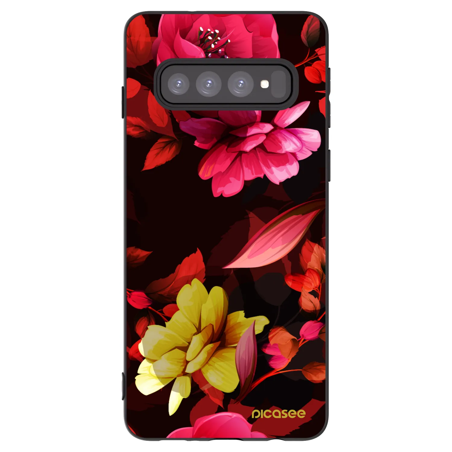 Picasee silikonový černý obal pro Samsung Galaxy S10 G973 - Dark Peonny