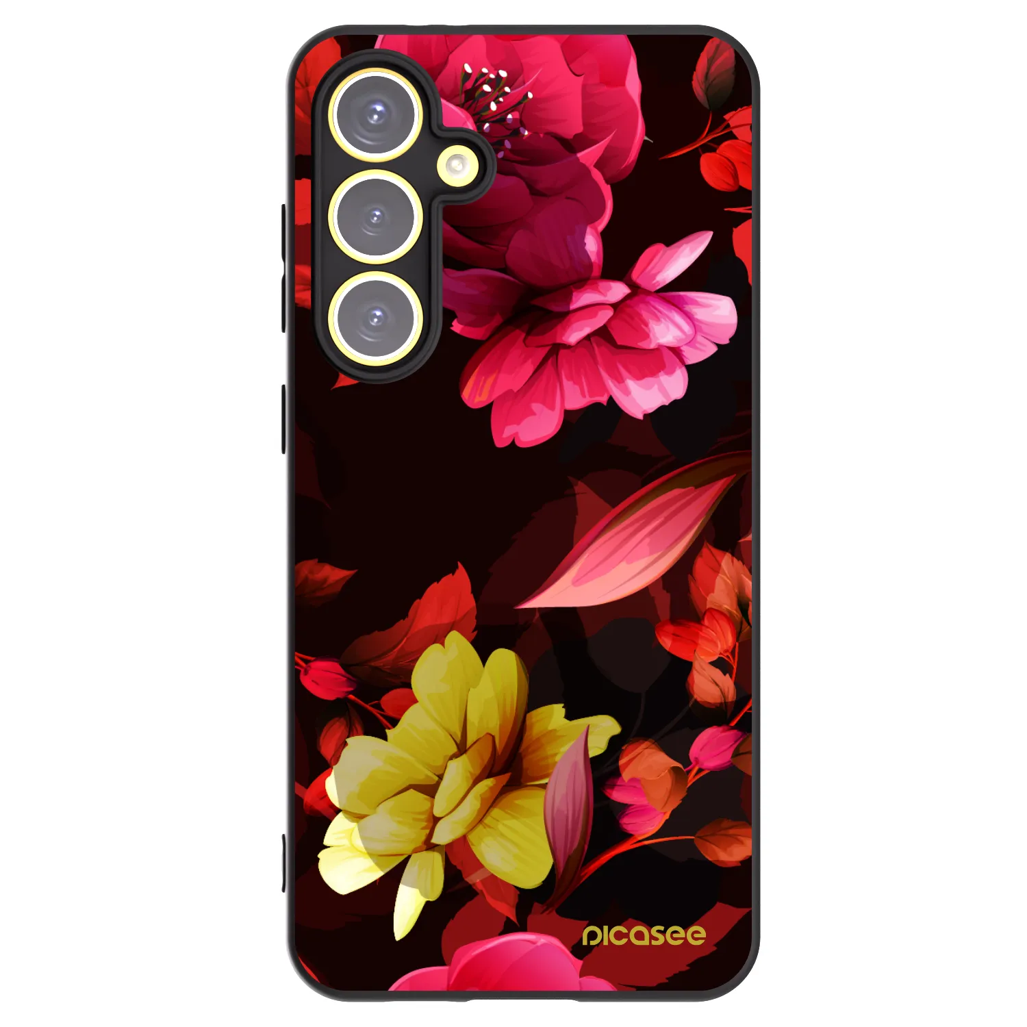 Picasee silikonový černý obal pro Samsung Galaxy S24 FE S721B - Dark Peonny