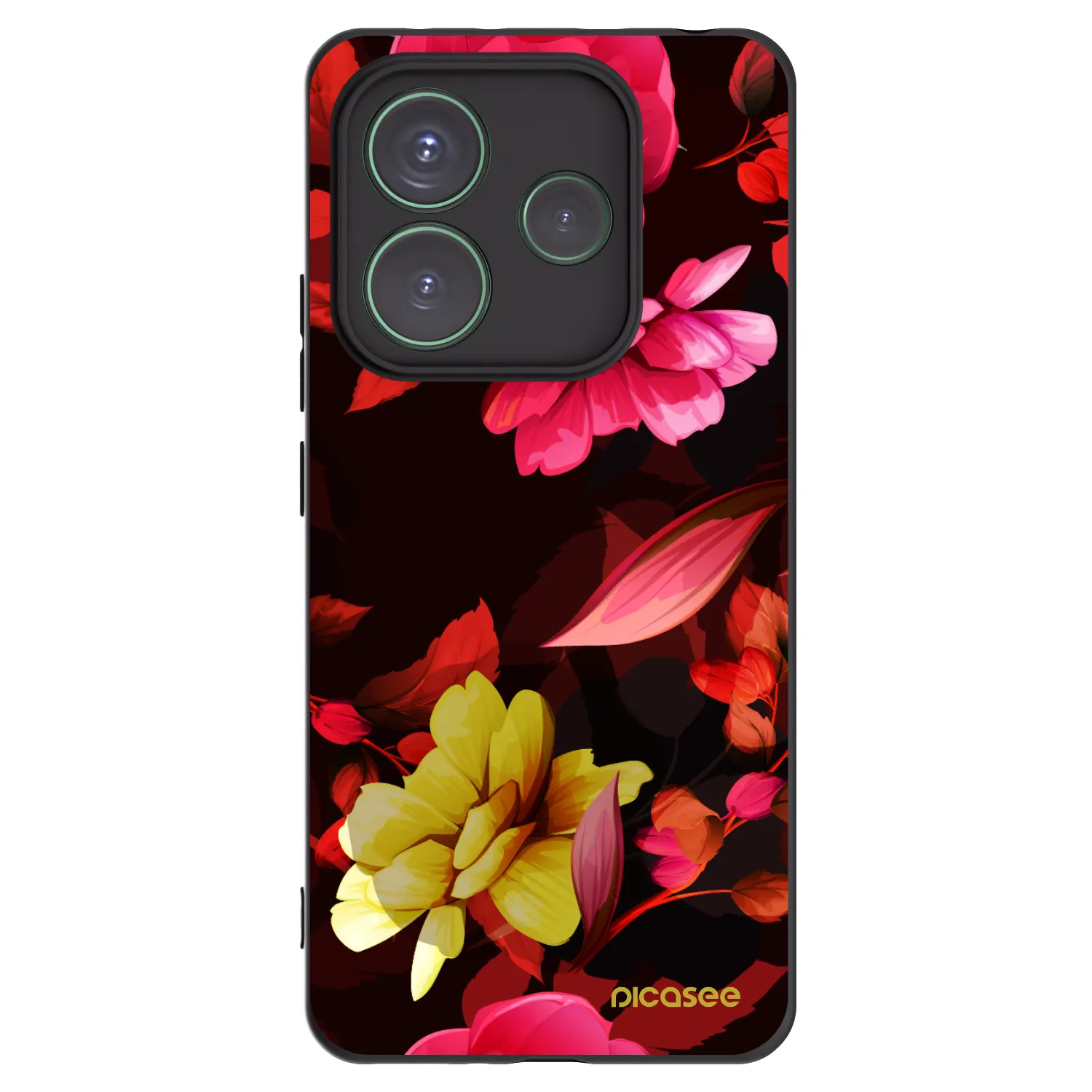 Picasee silikonový černý obal pro Xiaomi Redmi Note 14 5G - Dark Peonny