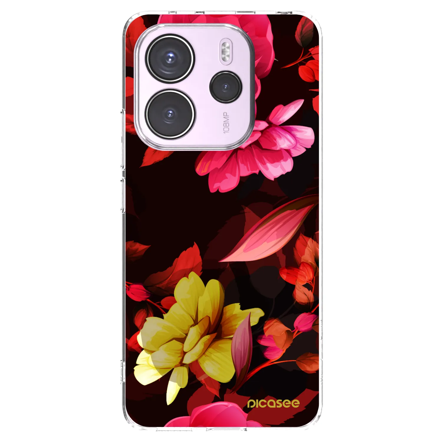 Picasee silikonový průhledný obal pro Xiaomi Redmi Note 14 4G - Dark Peonny