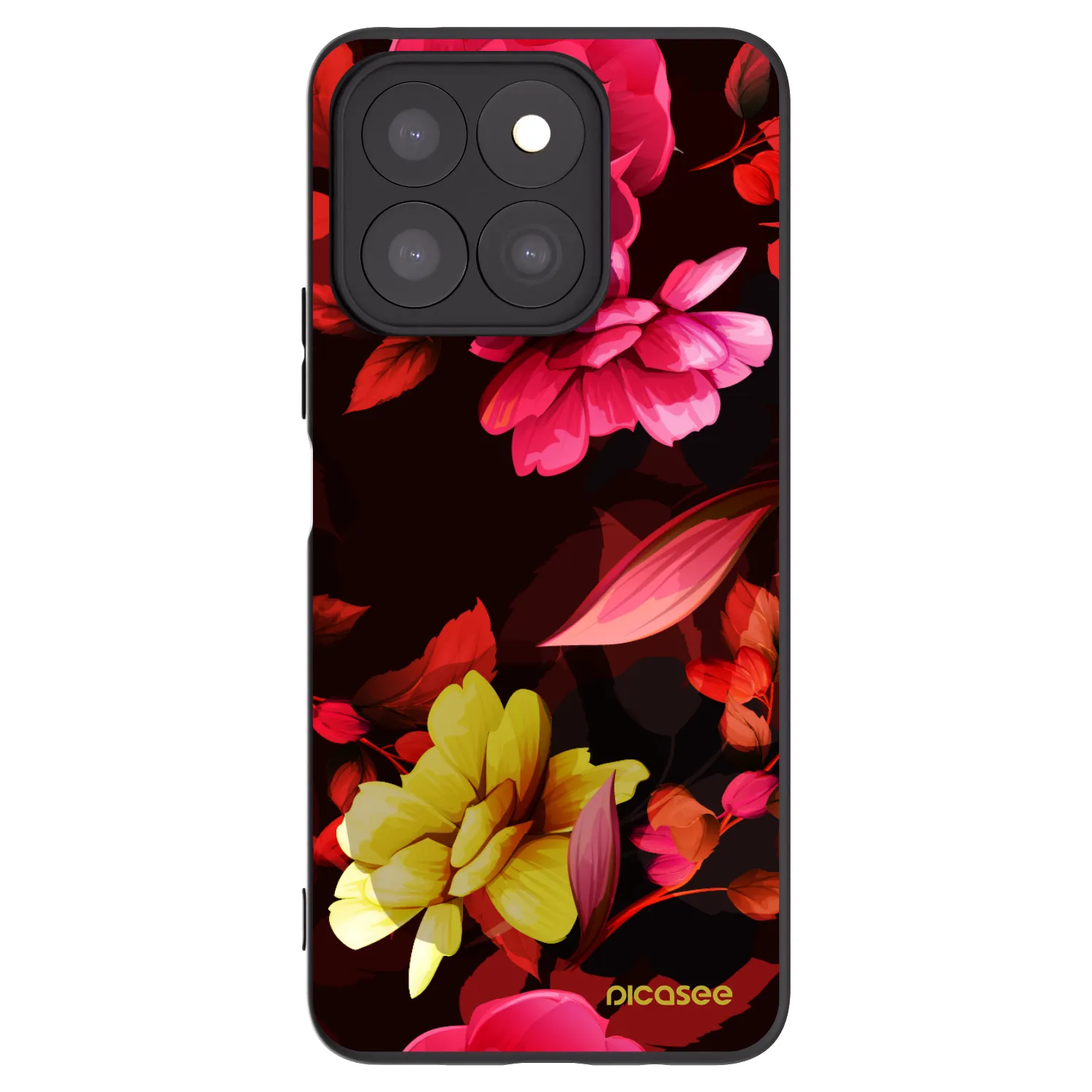 Picasee silikonový černý obal pro Honor X8c - Dark Peonny