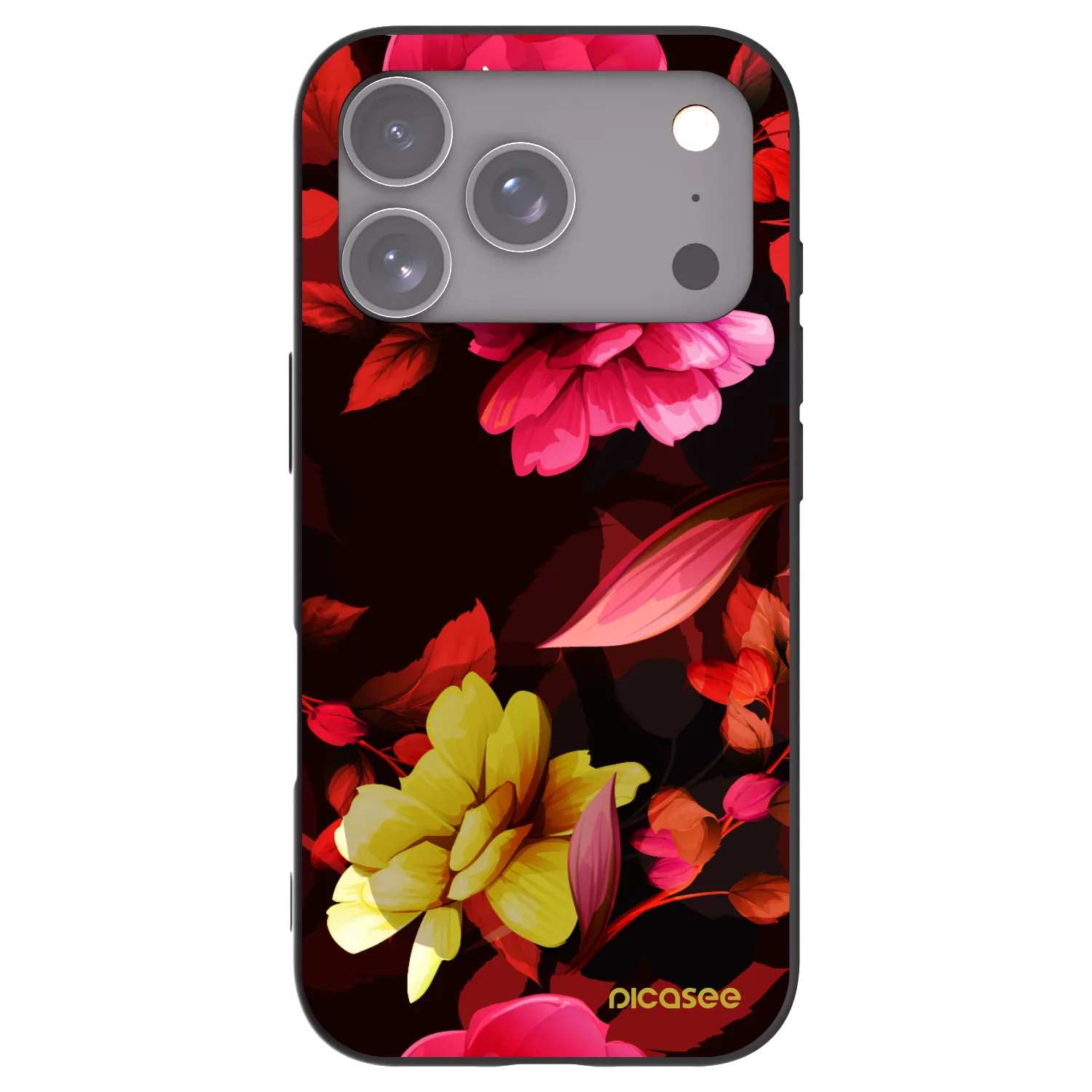Picasee silikonový černý obal pro Apple iPhone 17 Pro - Dark Peonny