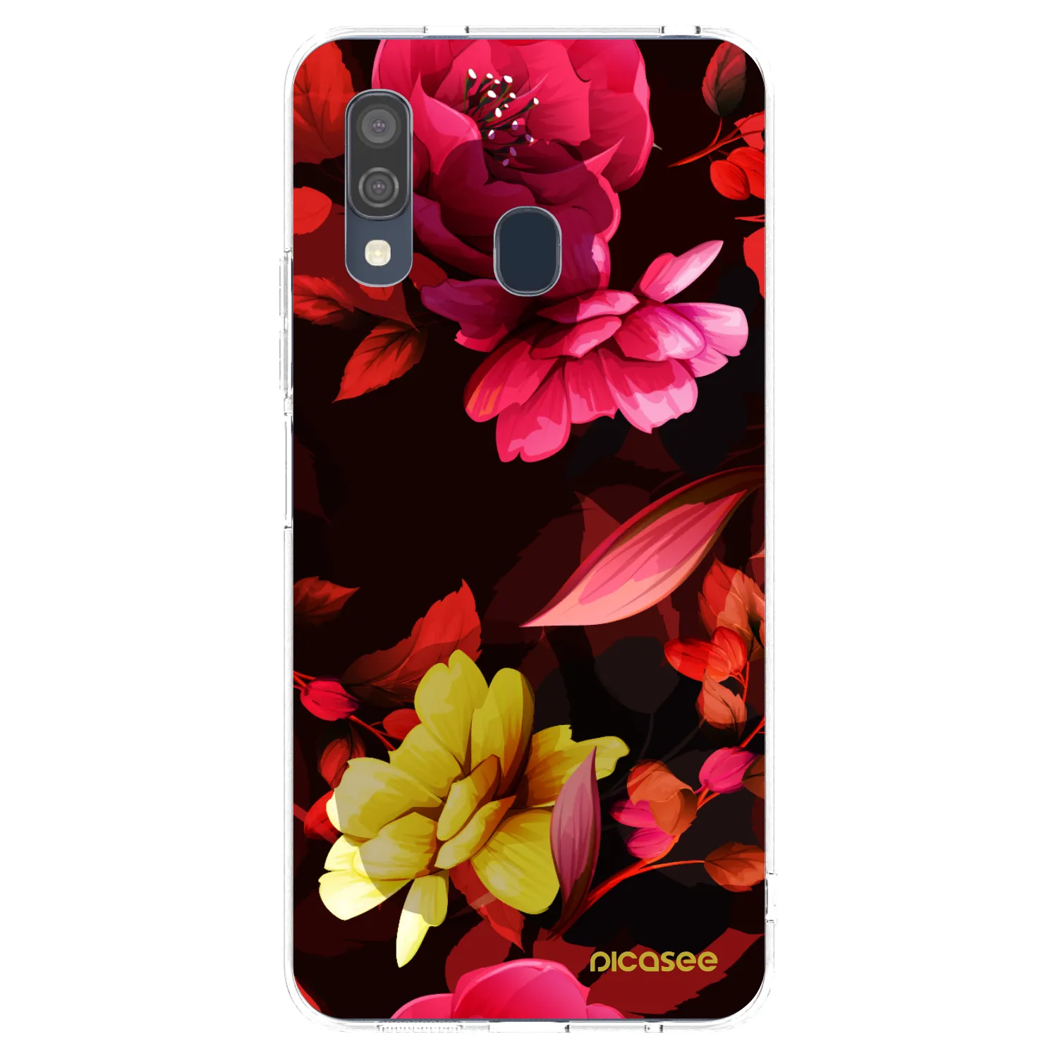 Picasee silikonový průhledný obal pro Samsung Galaxy A40 A405F - Dark Peonny