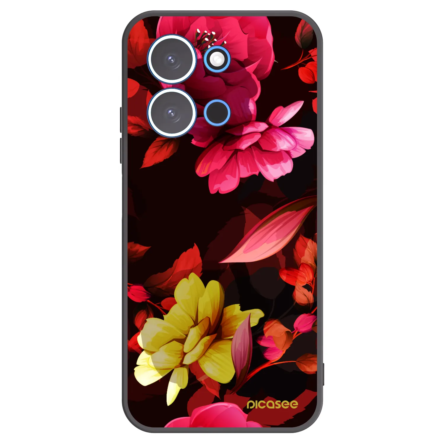 Picasee silikonový černý obal pro Xiaomi Redmi 15C 4G - Dark Peonny