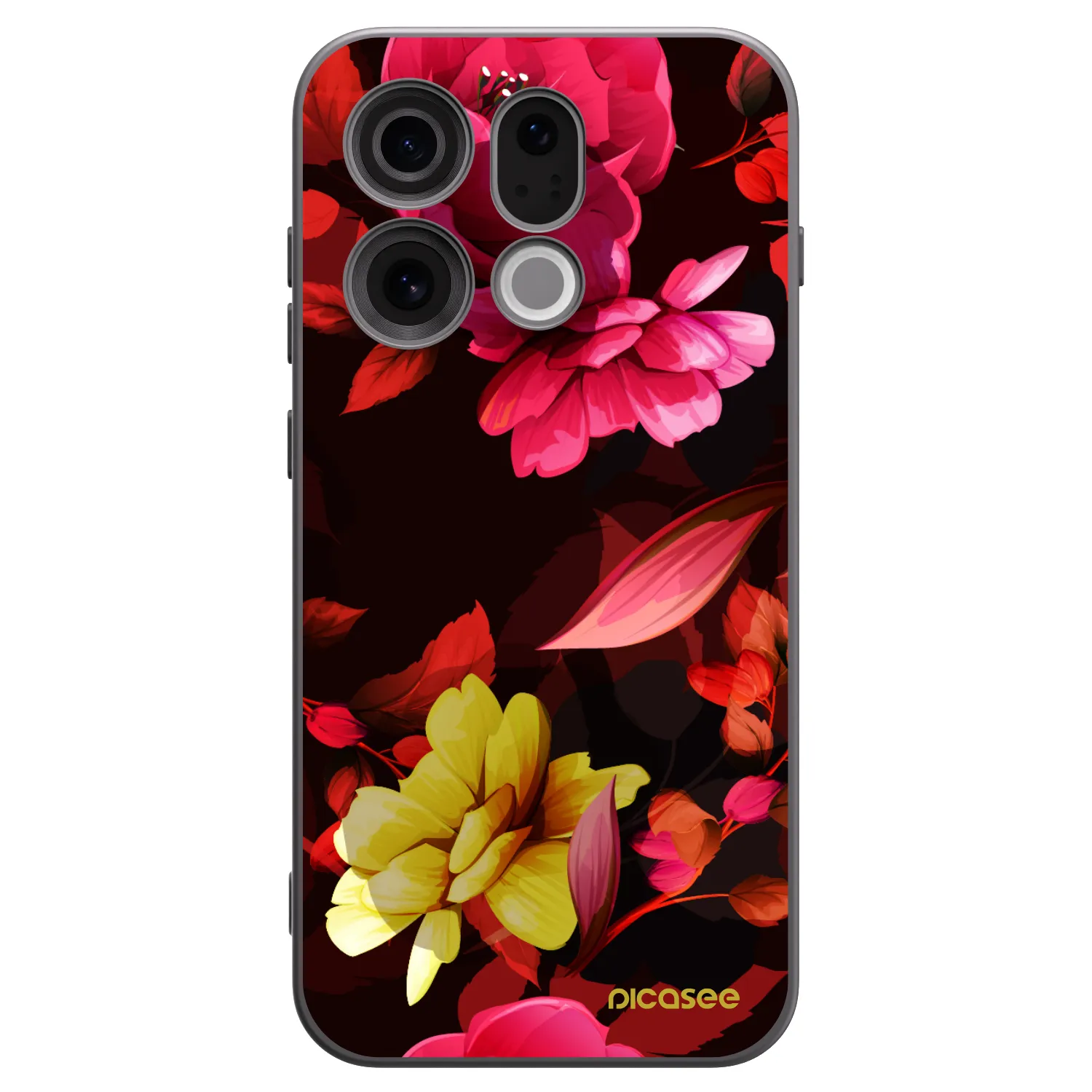 Picasee silikonový černý obal pro OPPO Find X9 - Dark Peonny