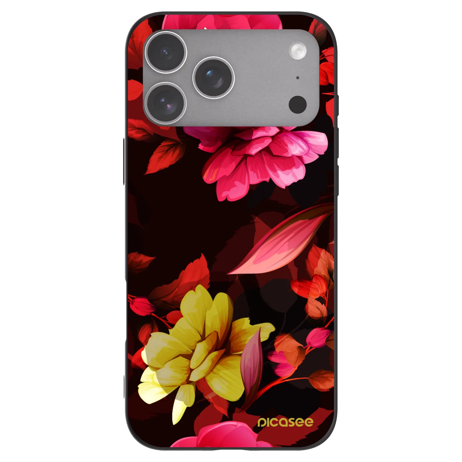 Picasee silikonový černý obal pro Apple iPhone 18 Pro Max - Dark Peonny