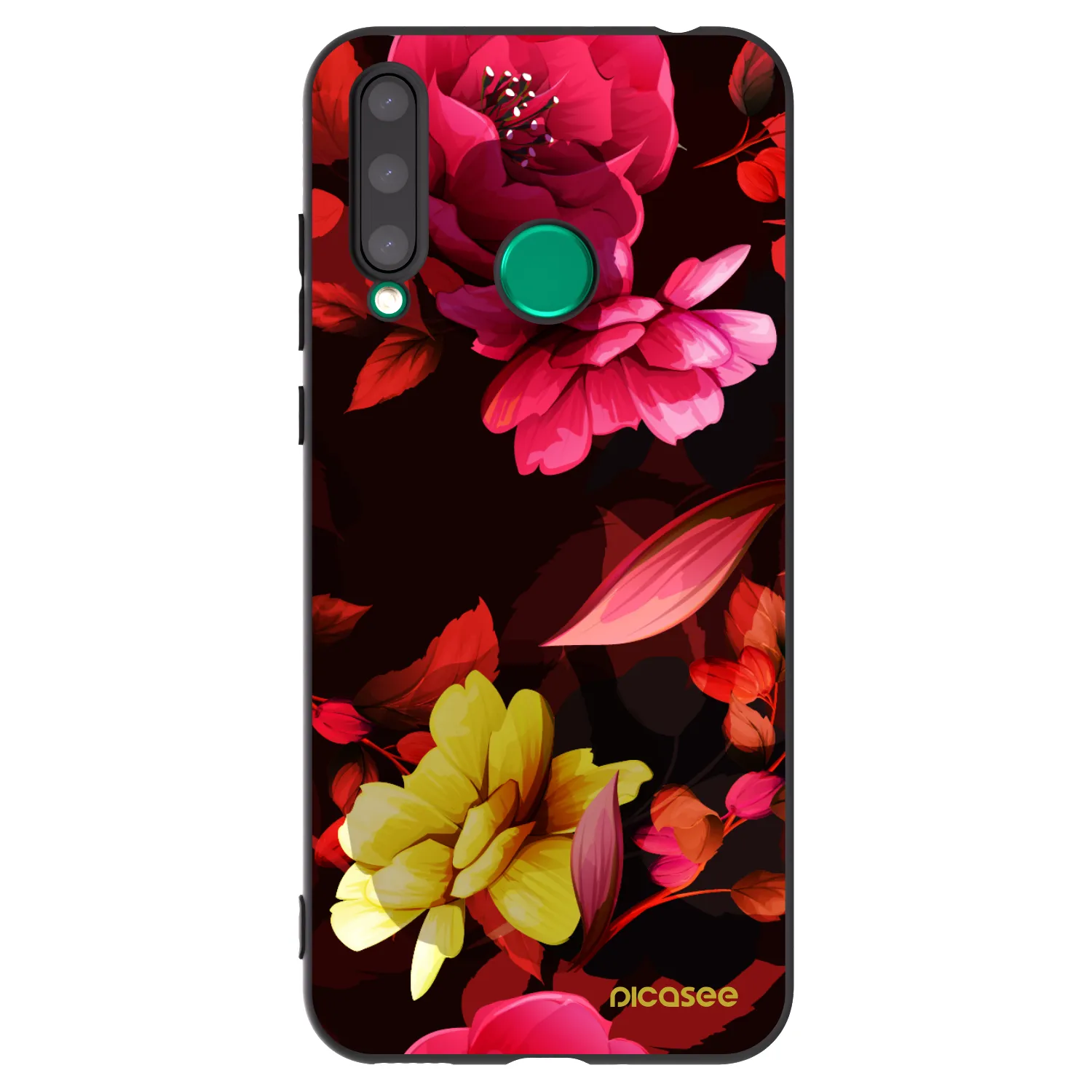 Picasee silikonový černý obal pro Honor 20 Lite - Dark Peonny
