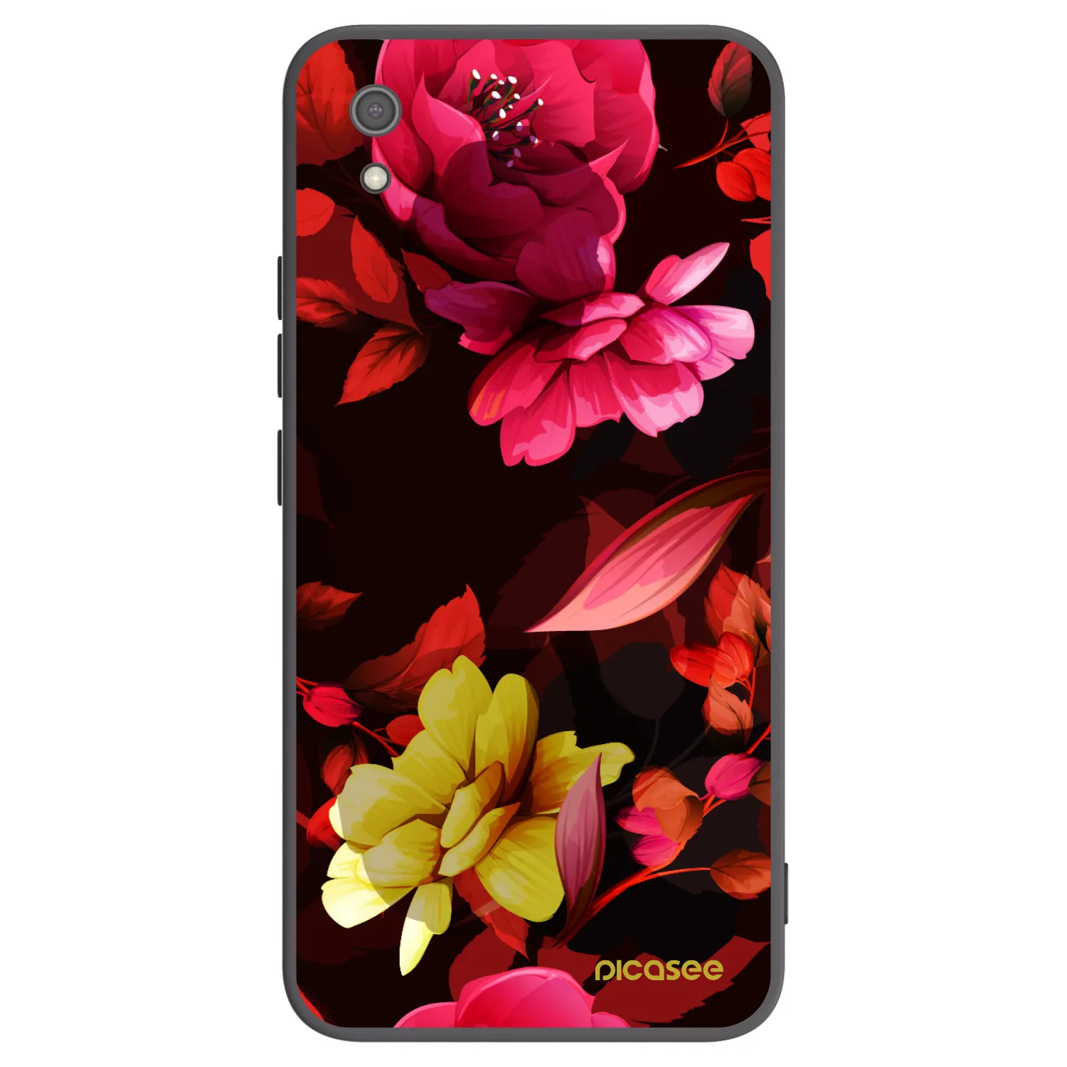 Picasee silikonový černý obal pro Xiaomi Redmi 7A - Dark Peonny