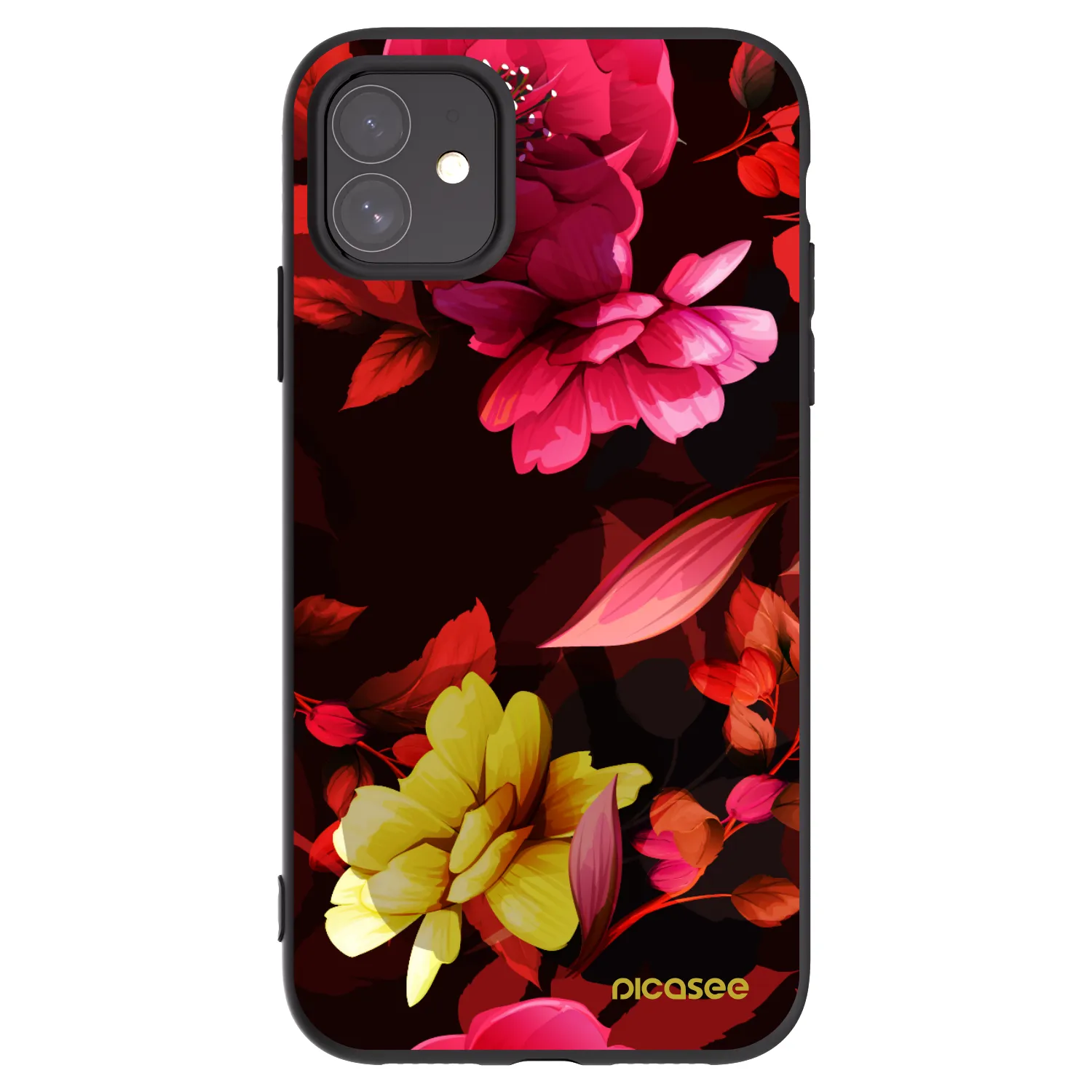 Picasee silikonový černý obal pro Apple iPhone 11 - Dark Peonny