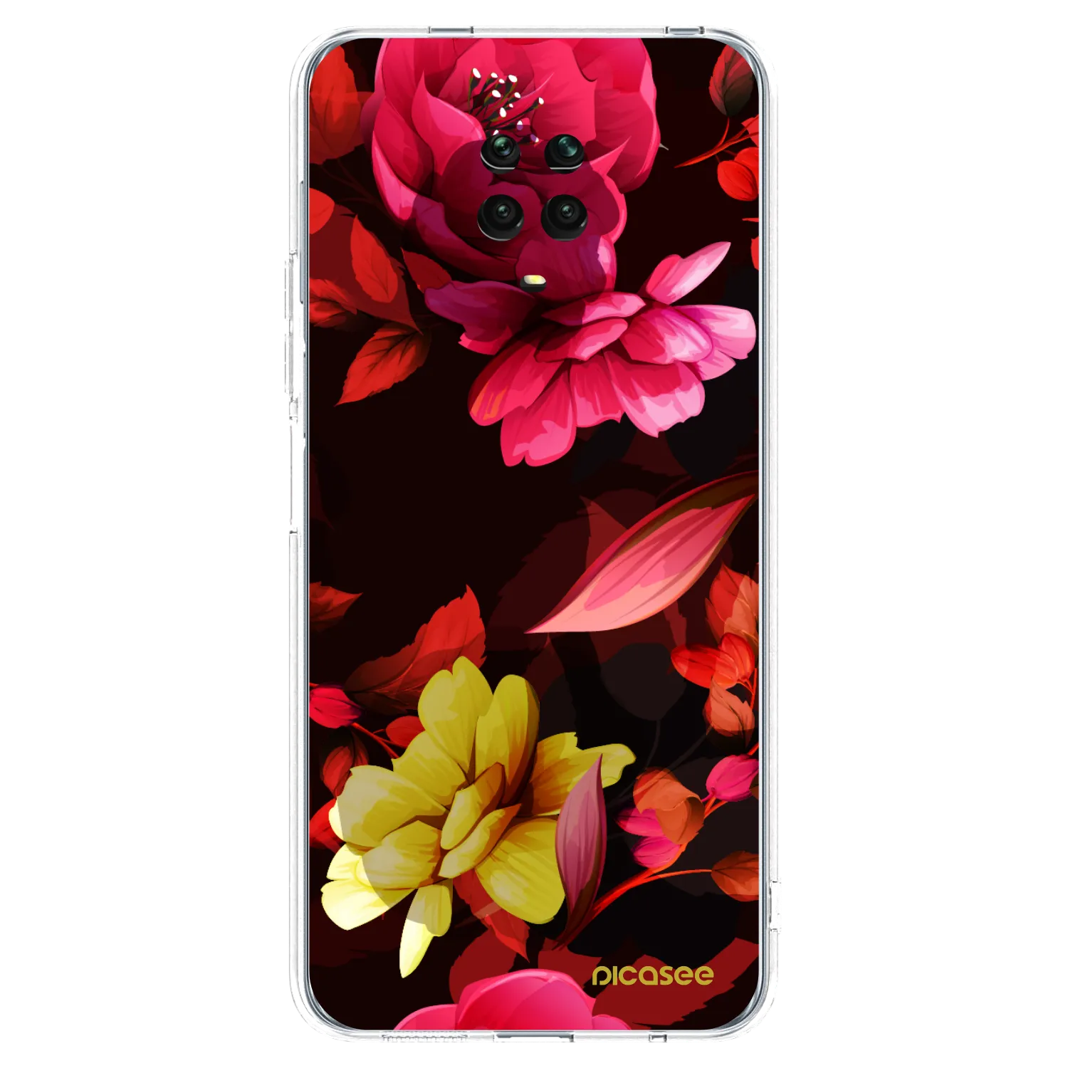 Picasee silikonový průhledný obal pro Xiaomi Redmi Note 9 Pro - Dark Peonny