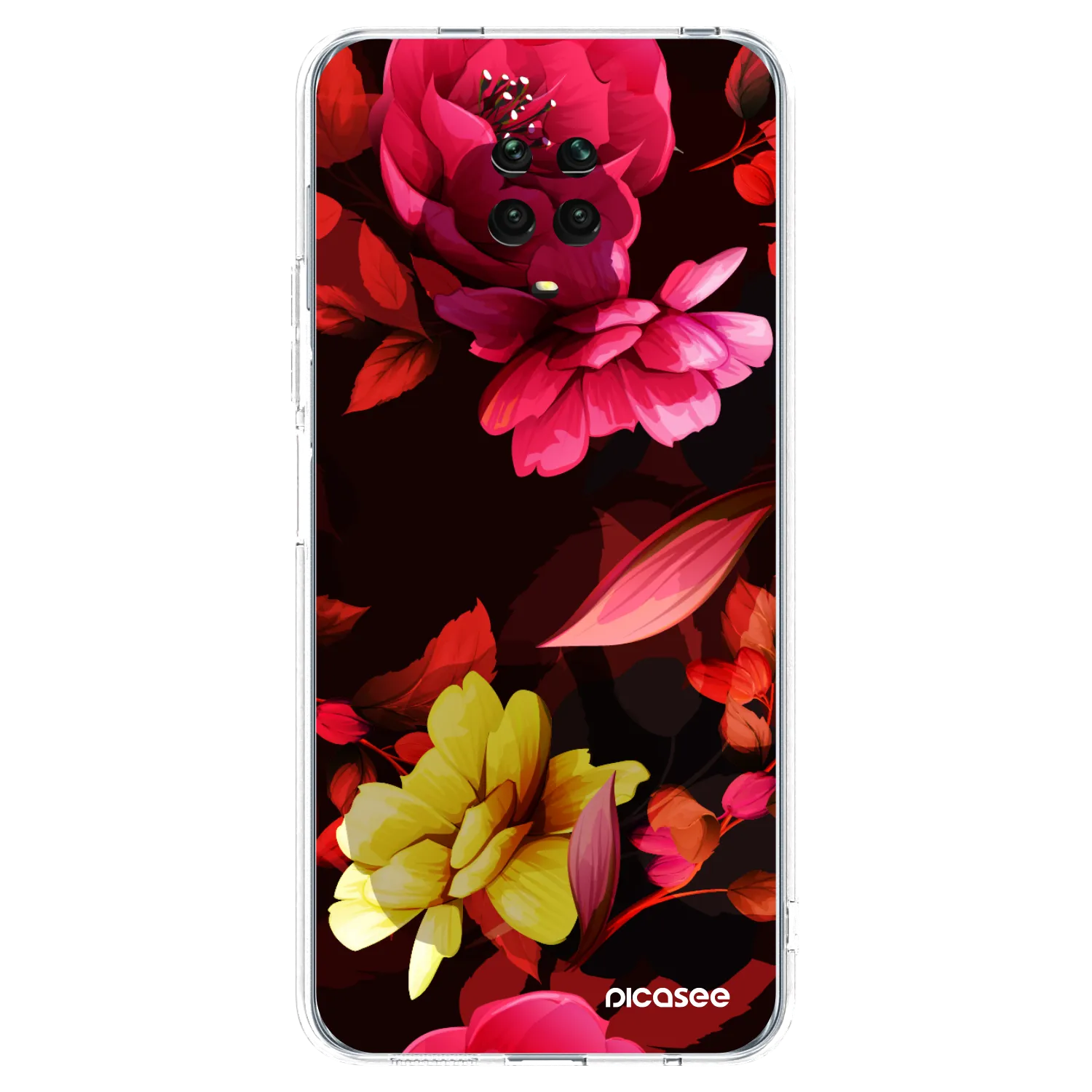 Picasee silikonový průhledný obal pro Xiaomi Redmi Note 9S - Dark Peonny
