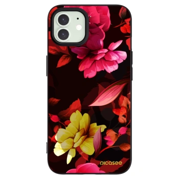 Picasee silikonový černý obal pro Apple iPhone 12 - Dark Peonny