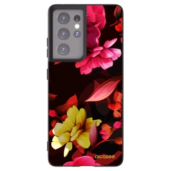 Picasee silikonový černý obal pro Samsung Galaxy S21 Ultra 5G G998B - Dark Peonny