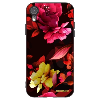 Picasee silikonový černý obal pro Apple iPhone XR - Dark Peonny
