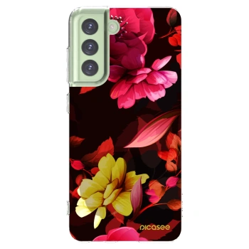 Picasee silikonový průhledný obal pro Samsung Galaxy S21 FE 5G - Dark Peonny