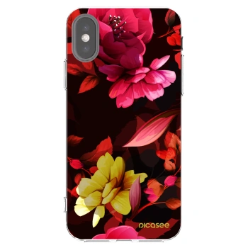 Picasee silikonový průhledný obal pro Apple iPhone X/XS - Dark Peonny