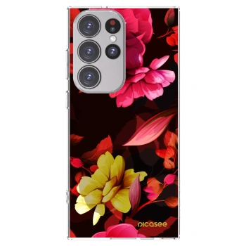 Picasee silikonový průhledný obal pro Samsung Galaxy S23 Ultra 5G - Dark Peonny