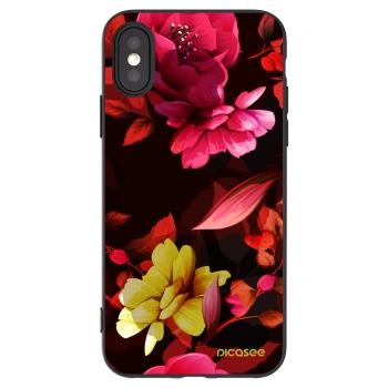 Picasee silikonový černý obal pro Apple iPhone X/XS - Dark Peonny